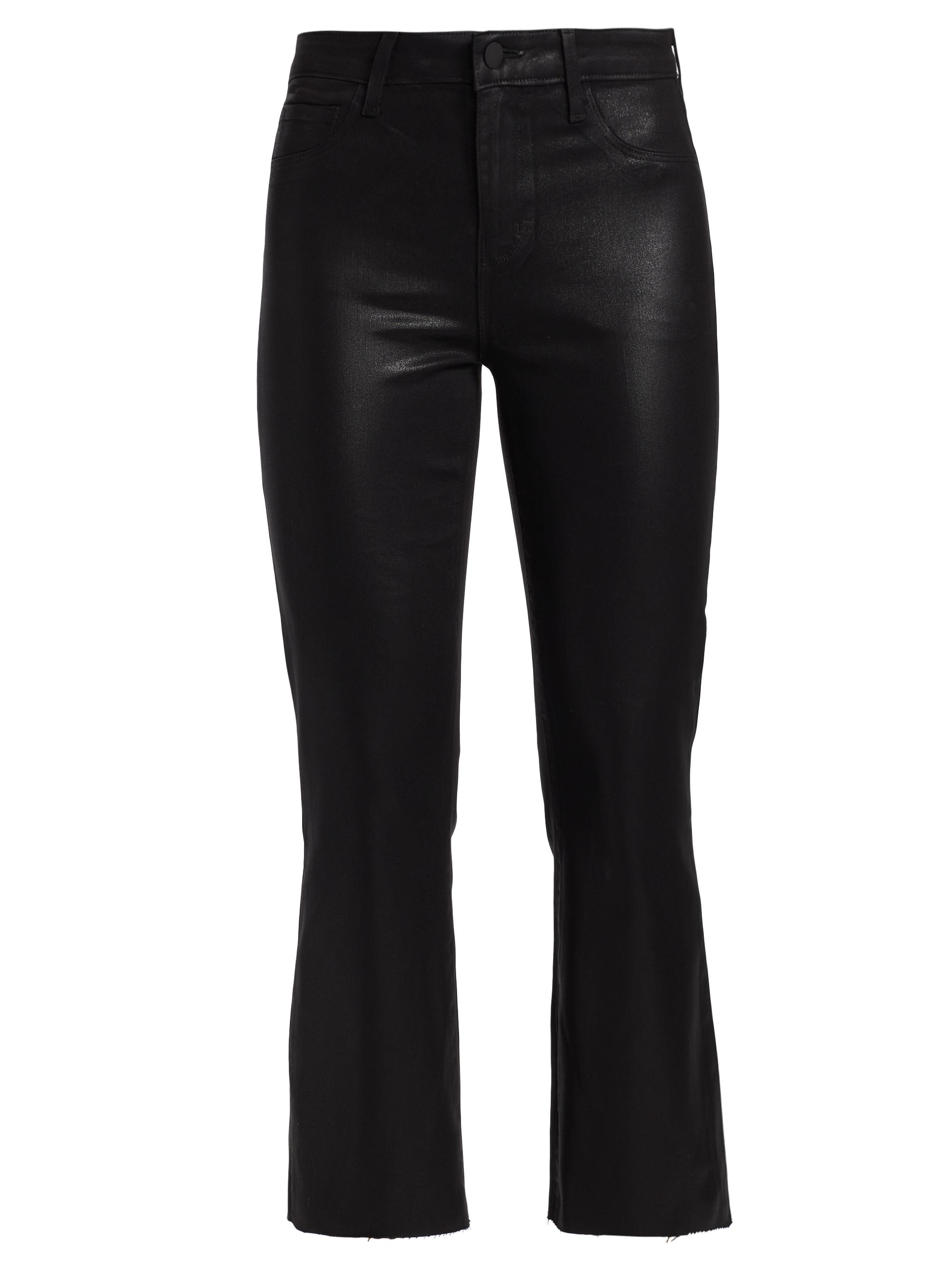 L'AGENCE Women's Kendra Coated High-Rise Crop Flare Pants - Noir Coated