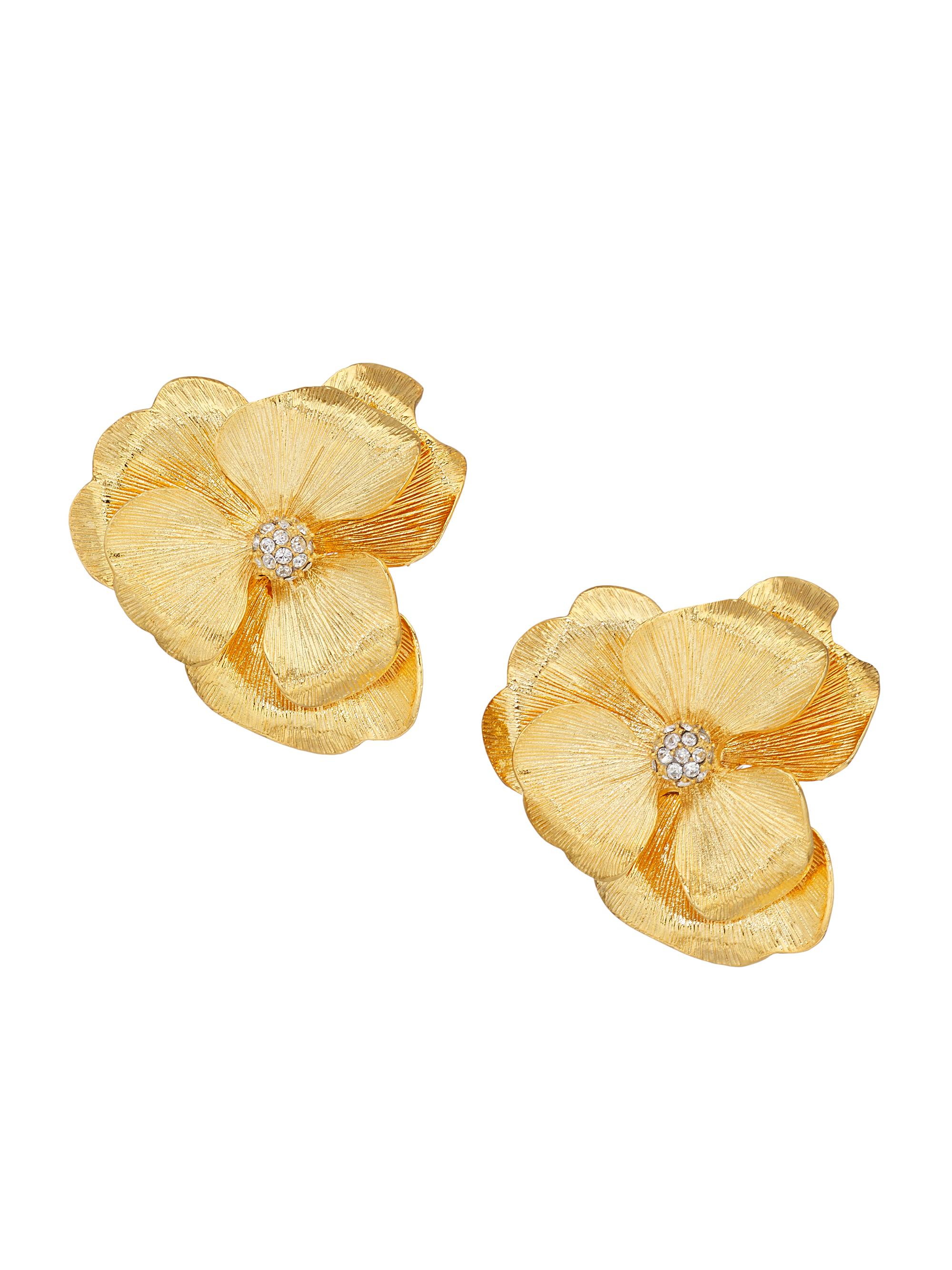 Kenneth Jay Lane Women's 22K Goldplated Crystal Flower Clip-On Earrings - Gold