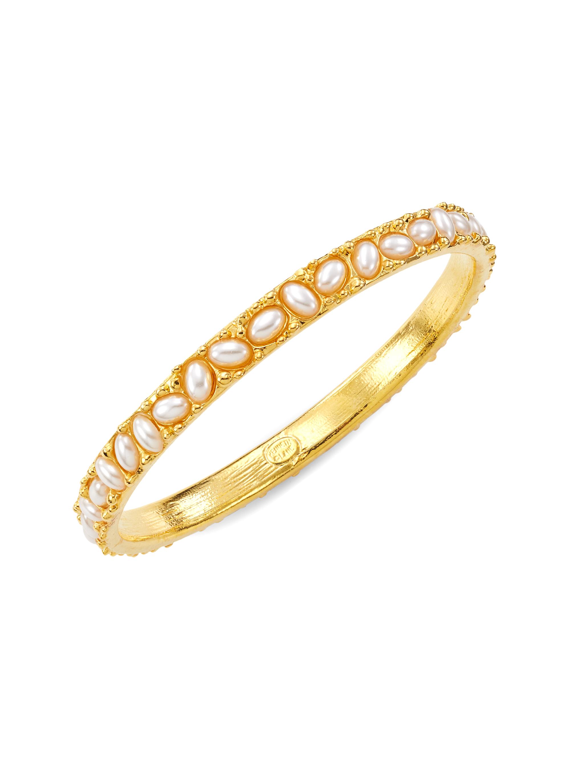 Kenneth Jay Lane Women's 22K Goldplated Faux Pearl Cabochon Bangle - Gold