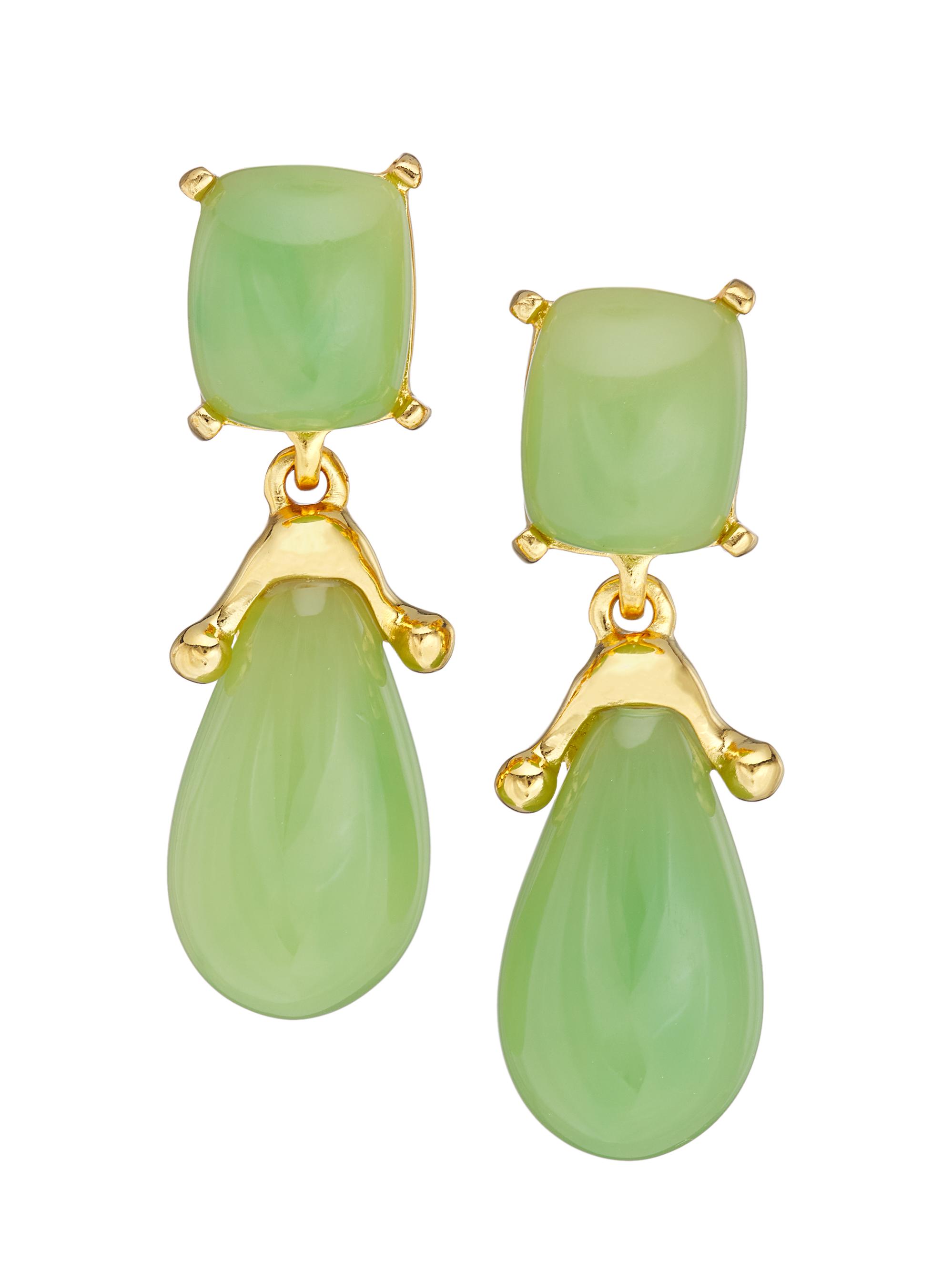 Kenneth Jay Lane Women's Goldtone Faux Jade Square Drop Earrings - Jade