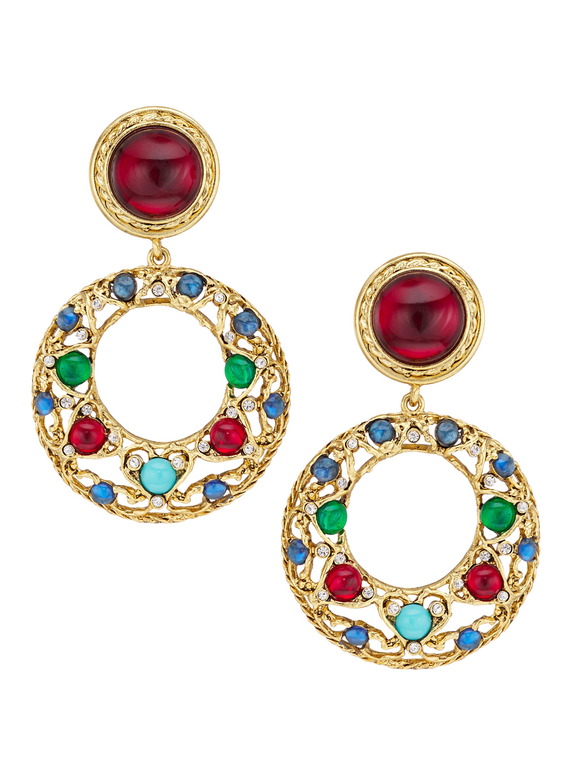 Kenneth Jay Lane Women's 22K Goldplated Multicolored Circle Drop Earrings