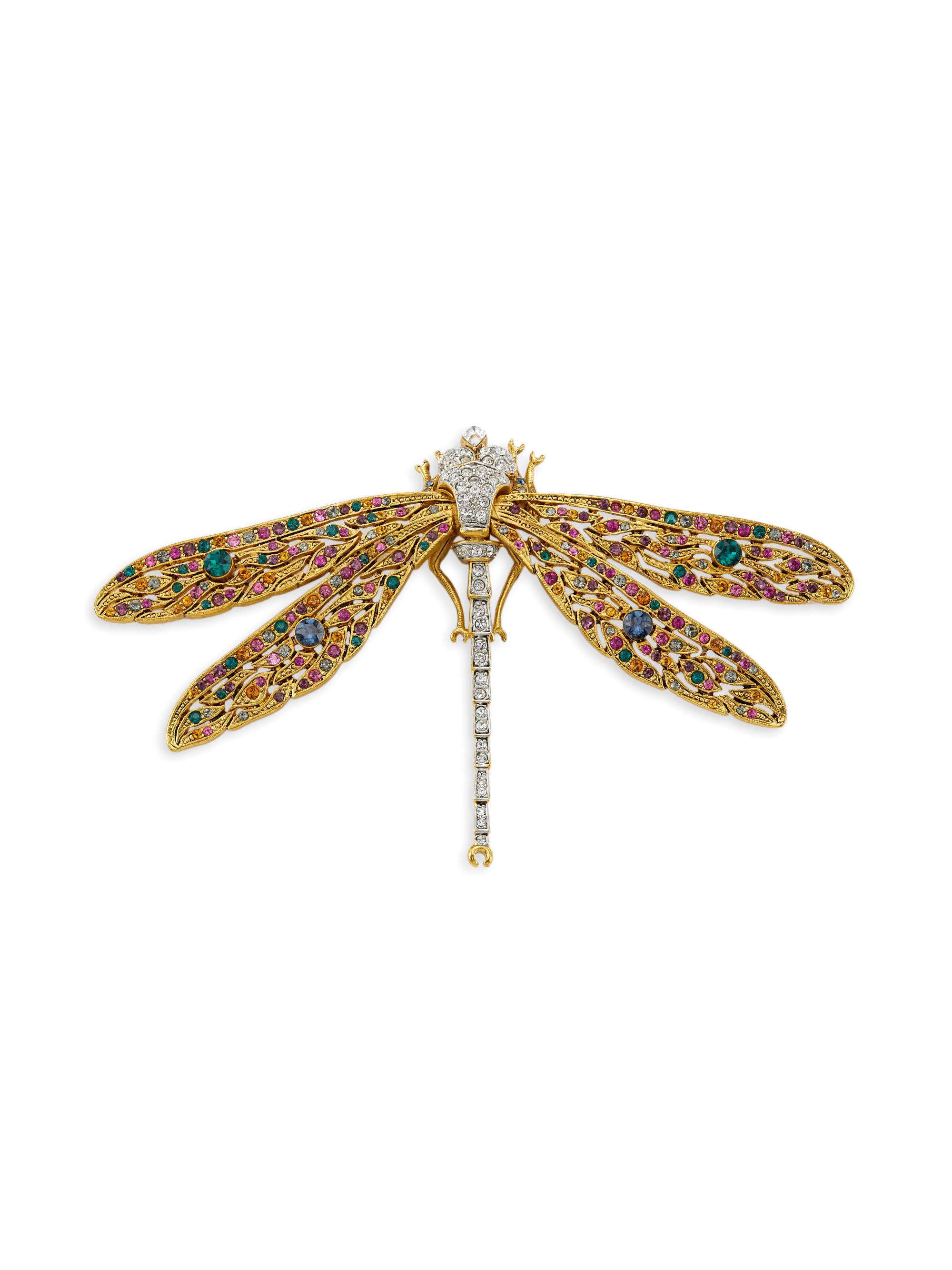 Kenneth Jay Lane Women's Goldtone Multicolored Rhinestone Dragonfly Pin