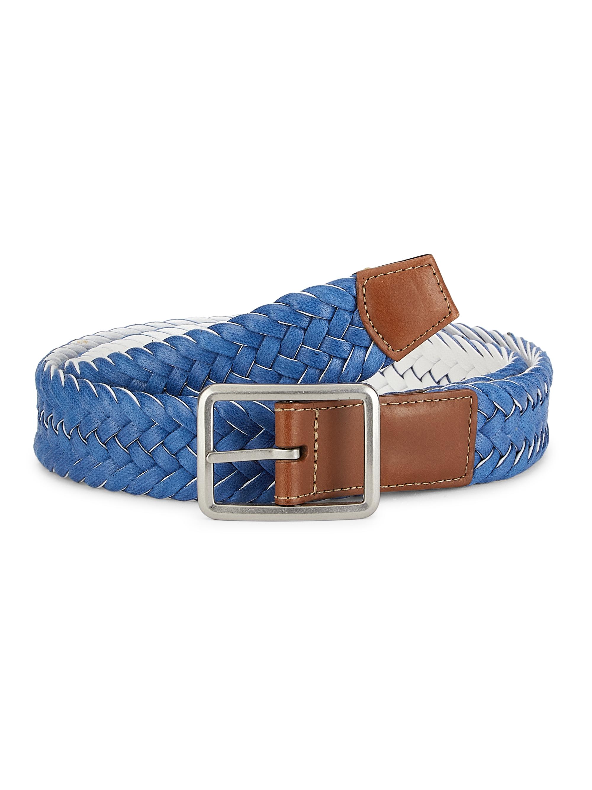 Saks Fifth Avenue Men's COLLECTION Reversible Woven Belt - Cobalt
