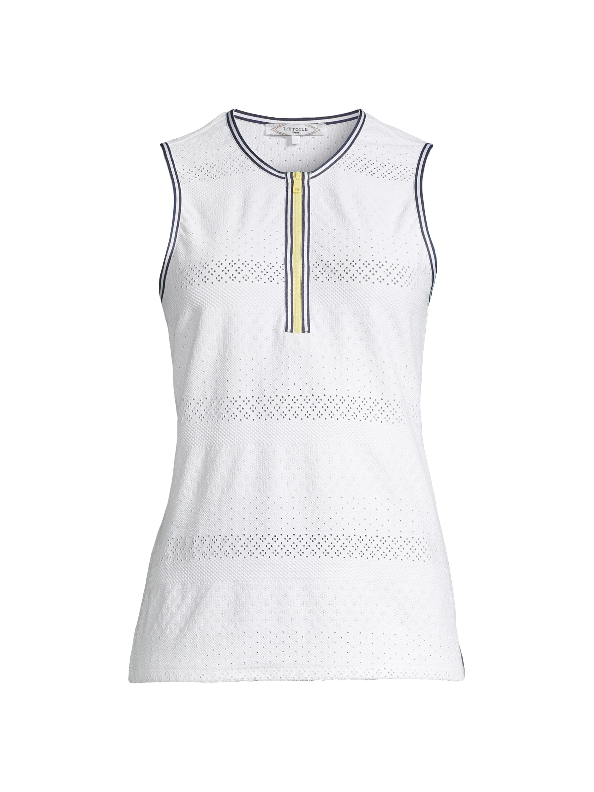L'Etoile Sport Women's Golf & Tennis Zip-Front Tank Top - White Lace