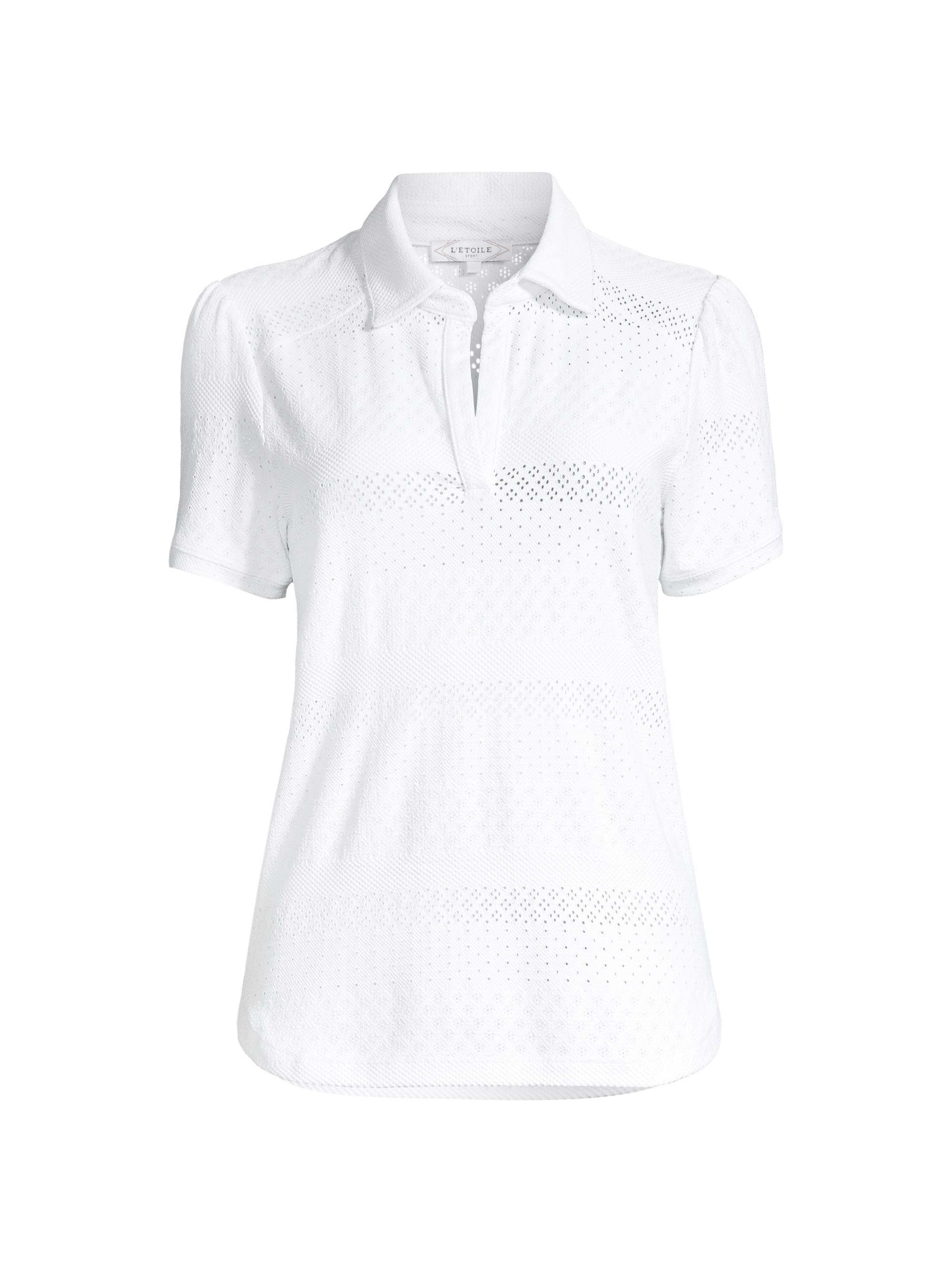 L'Etoile Sport Women's Lace Polo Shirt - White Lace