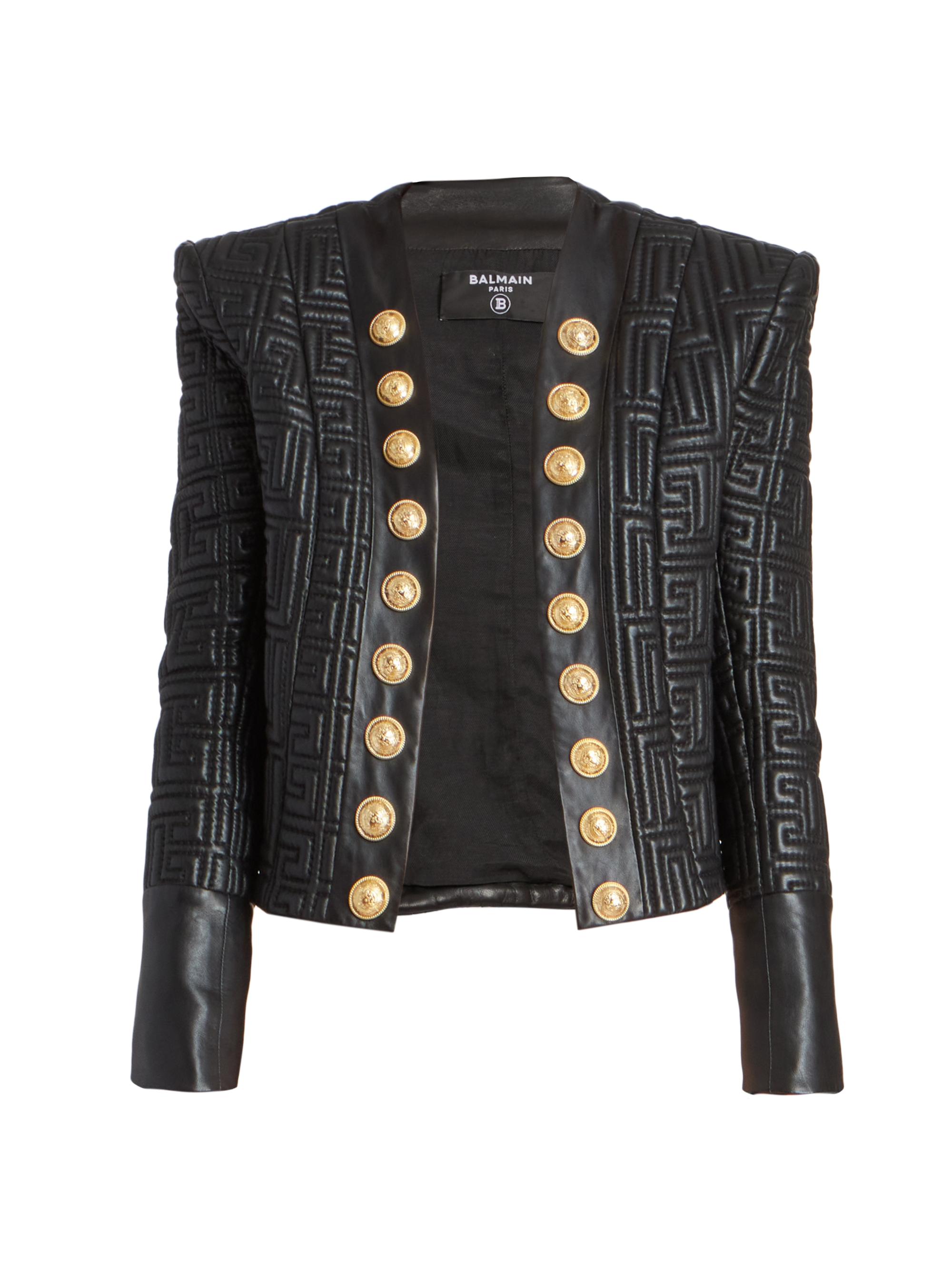 balmain quilted leather jacket