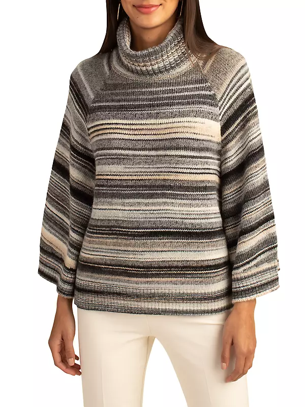 Orpheum Striped Cape-Sleeve Sweater