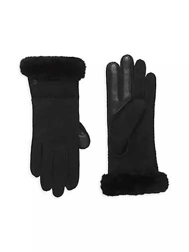 Suede & Sheepskin Seamed Tech Gloves