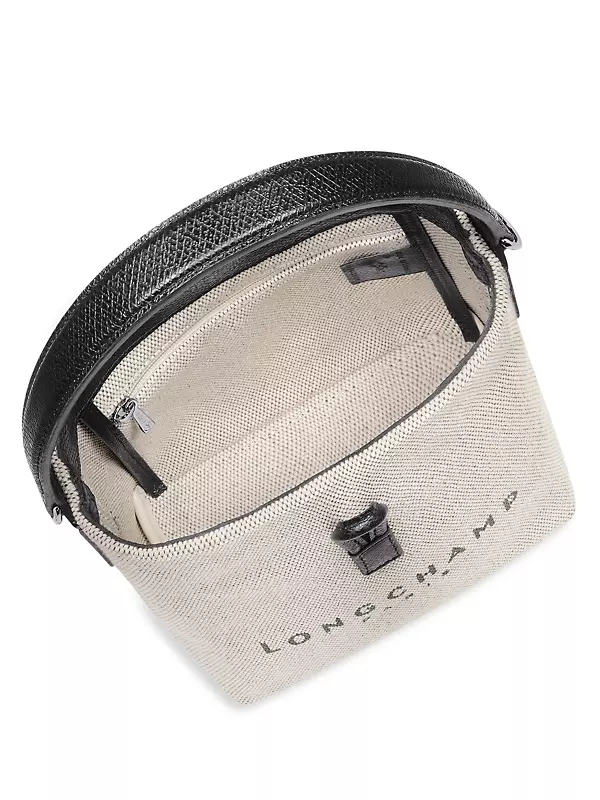 Longchamp Small Roseau Logo Printed Bucket Bag in Gray