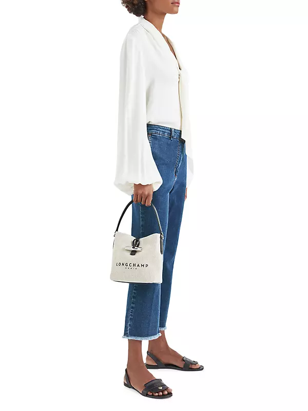  Longchamp Large 'Roseau' Leather Top handle Shoulder Tote  Handbag, Black : Clothing, Shoes & Jewelry