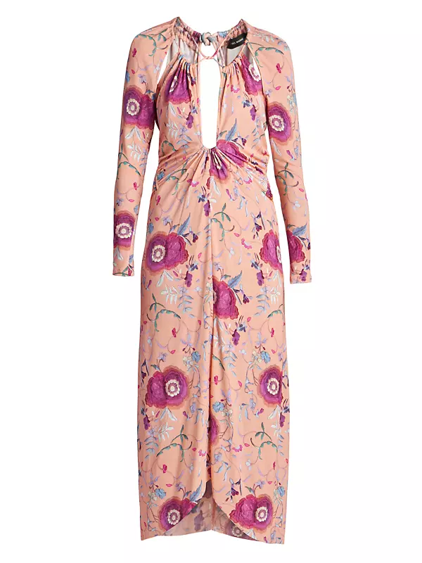 Jadessi Floral Cutout Jersey Midi Dress
