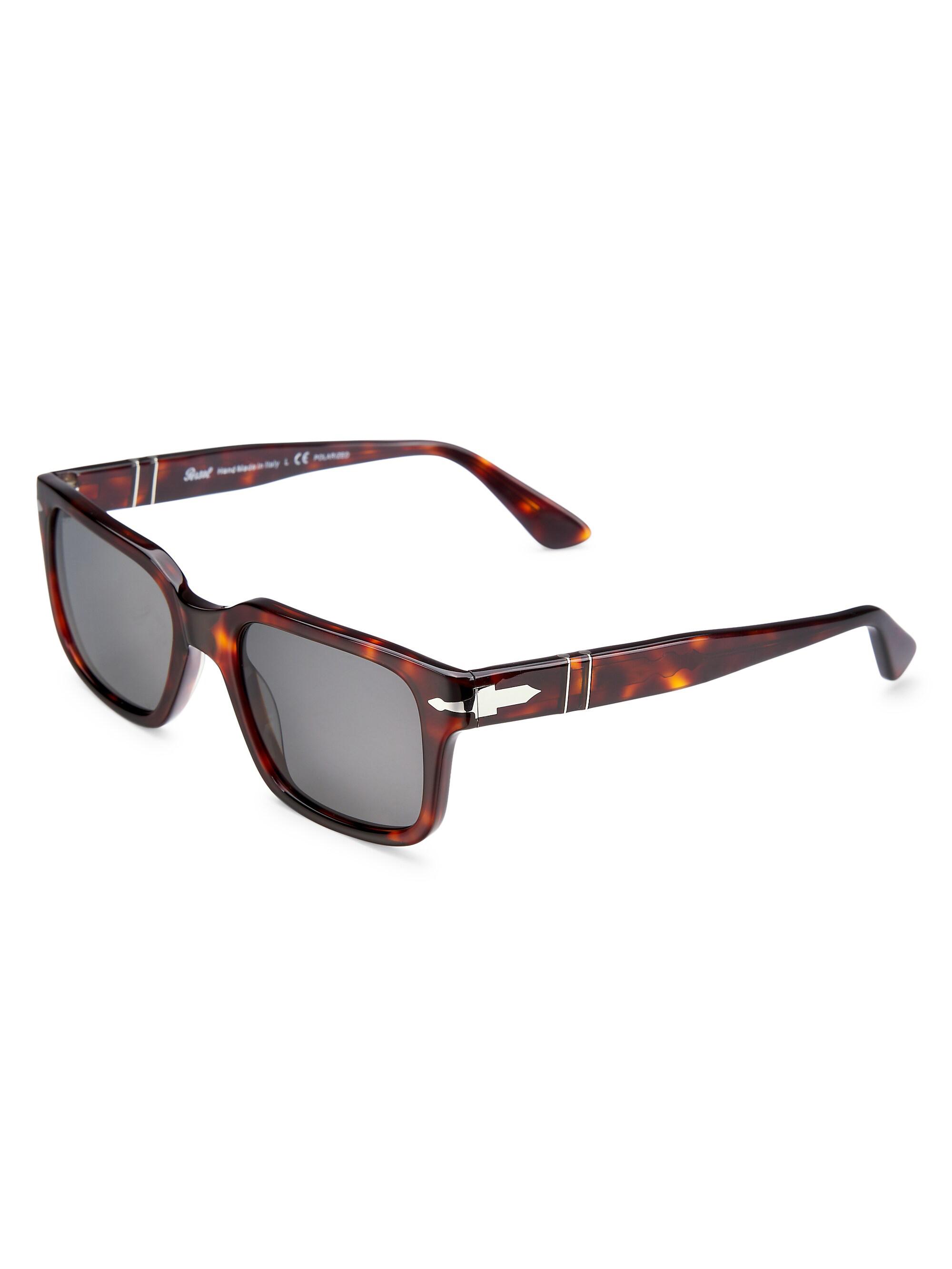 Persol Men's 53MM Wayfarer Sunglasses - Dark Havana
