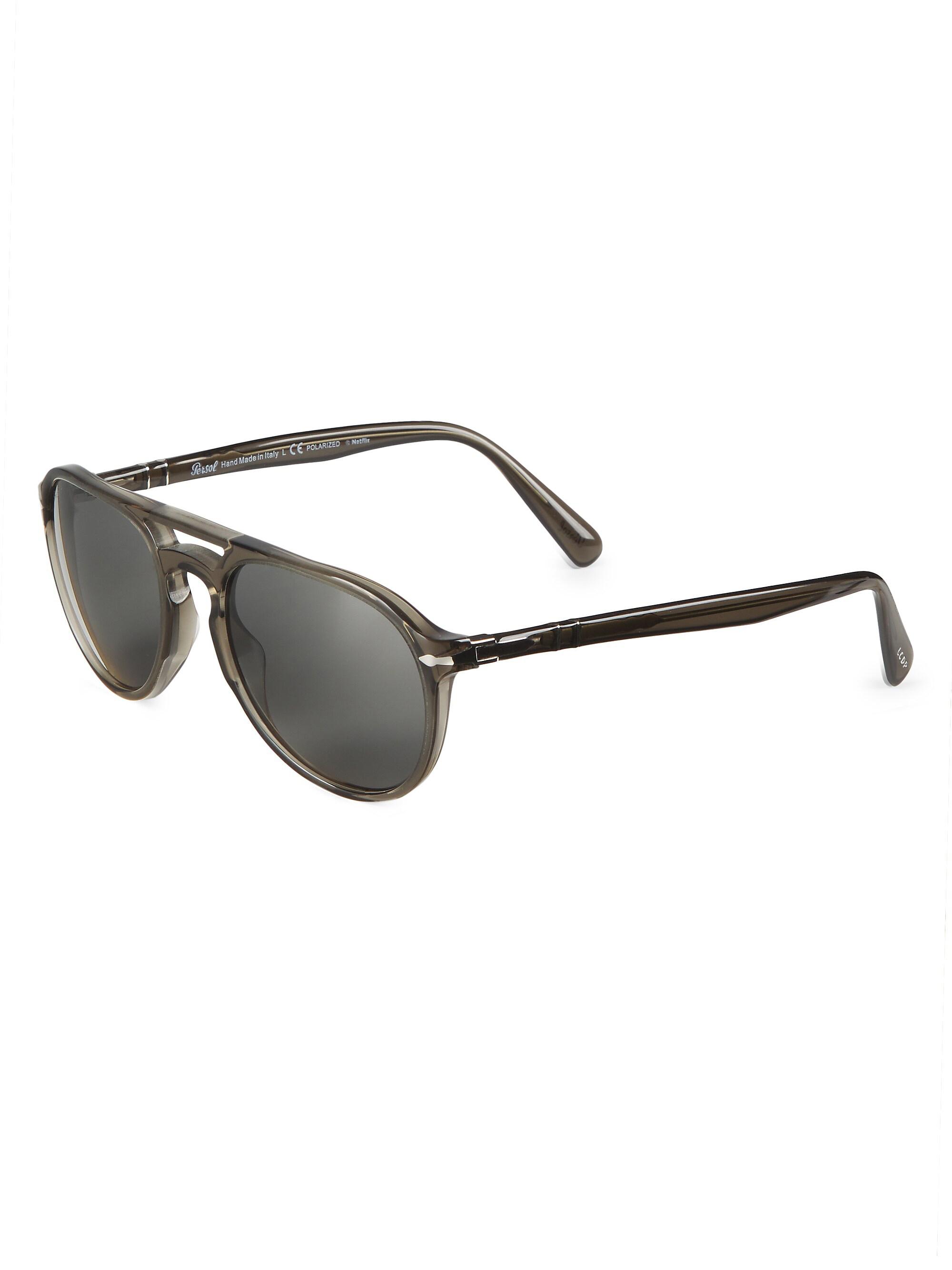 Persol Men's 55MM Aviator Sunglasses - Dark Grey