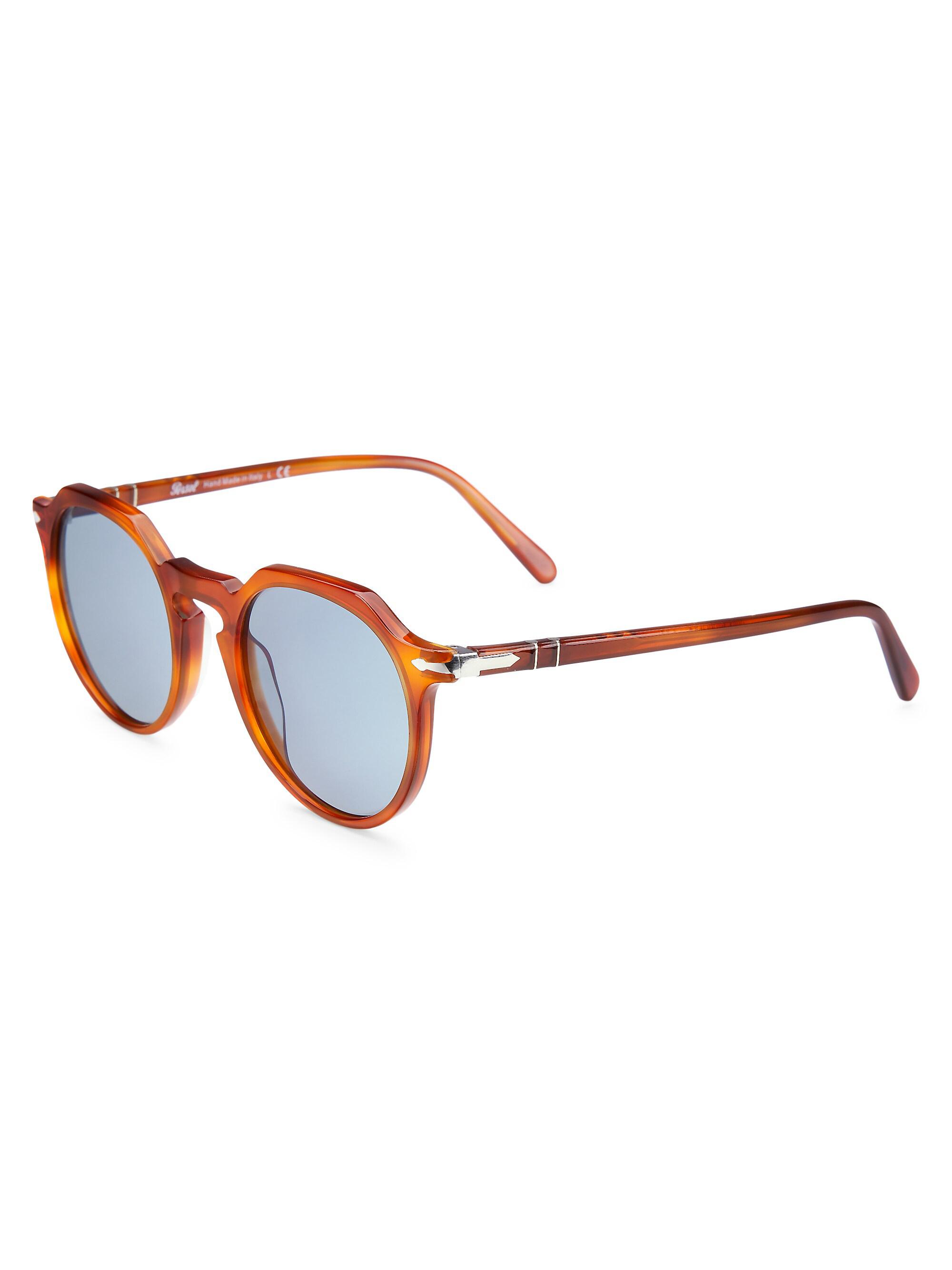 Persol Men's Phantos 52MM Round Sunglasses - Light Brown