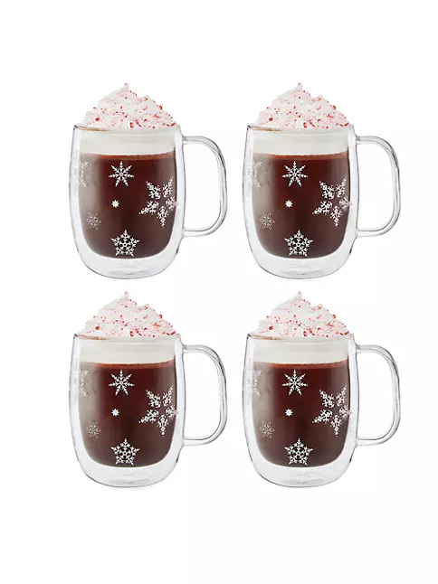 Christmas cup,Double Wall insulated Coffee mugs, 10 Ounces-Clear