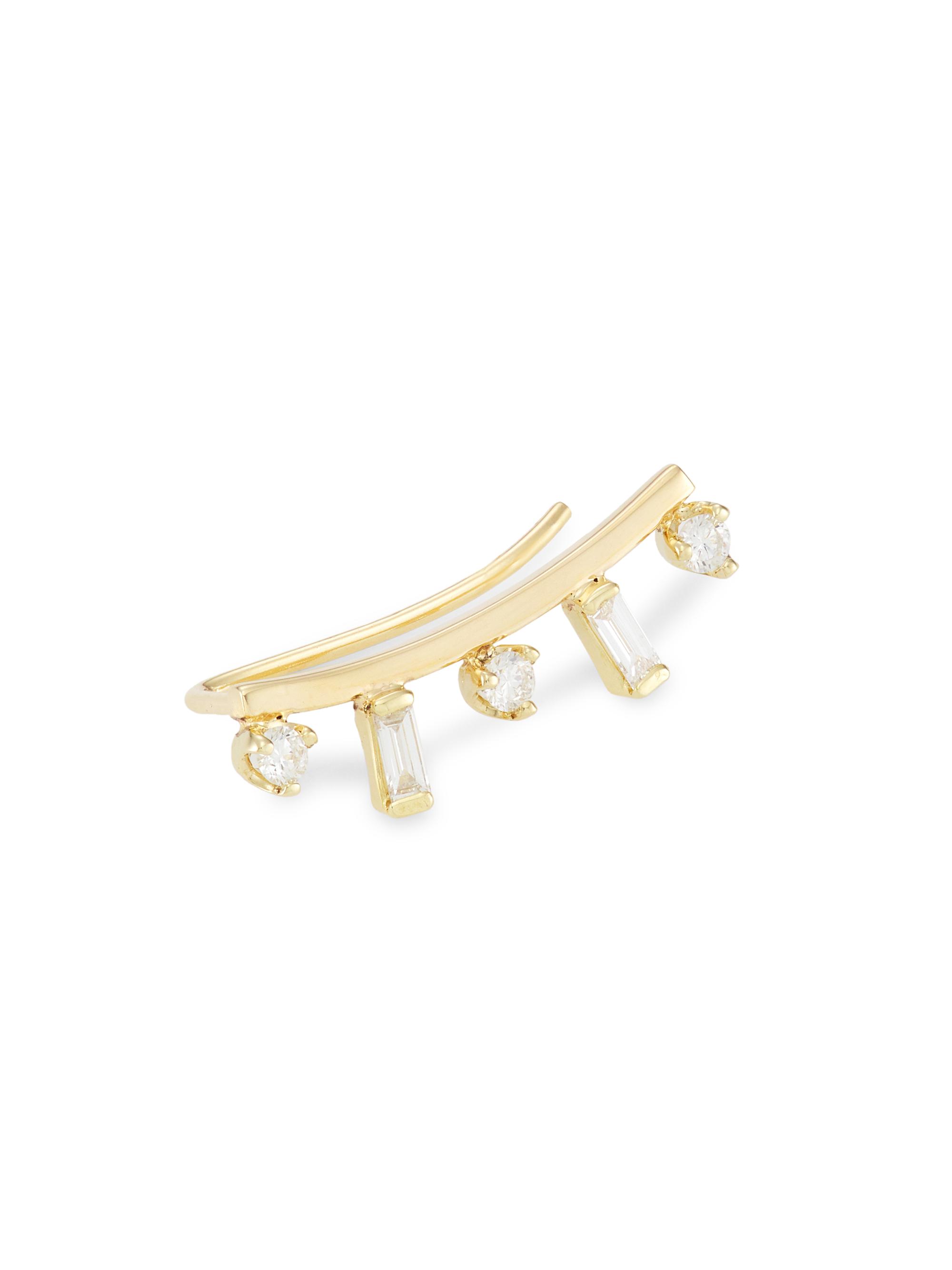 ZOE CHICCO Women's Paris 14K Gold & Diamond  Curved Bar Left Ear Shield - Yellow Gold