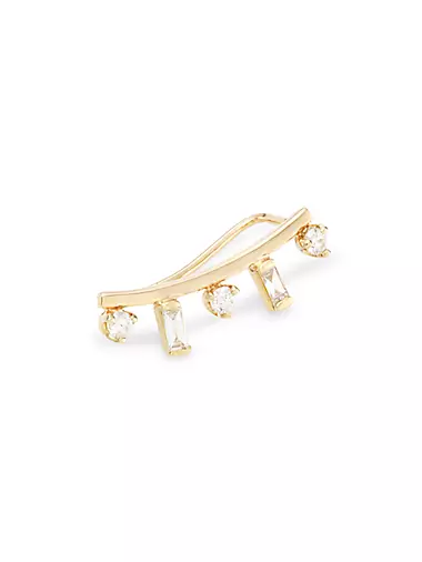 Paris 14K Gold & Diamond Small Curved Bar Right Ear Shield