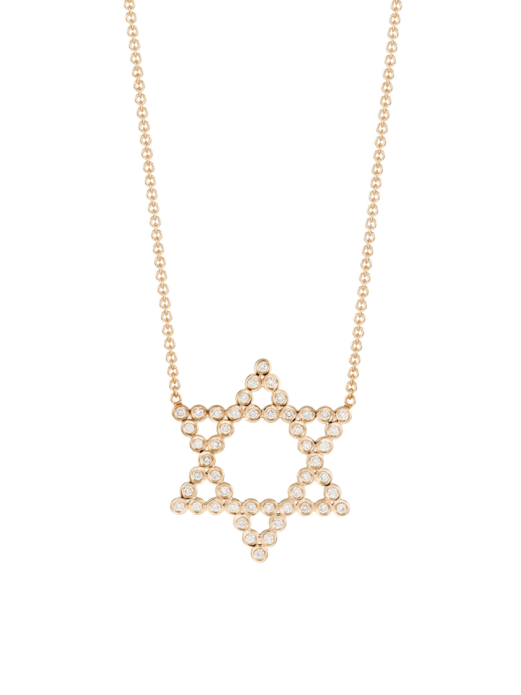 Zoë Chicco Women's Bezel 14K Gold & Diamond Open Star Of David Necklace - Yellow Gold