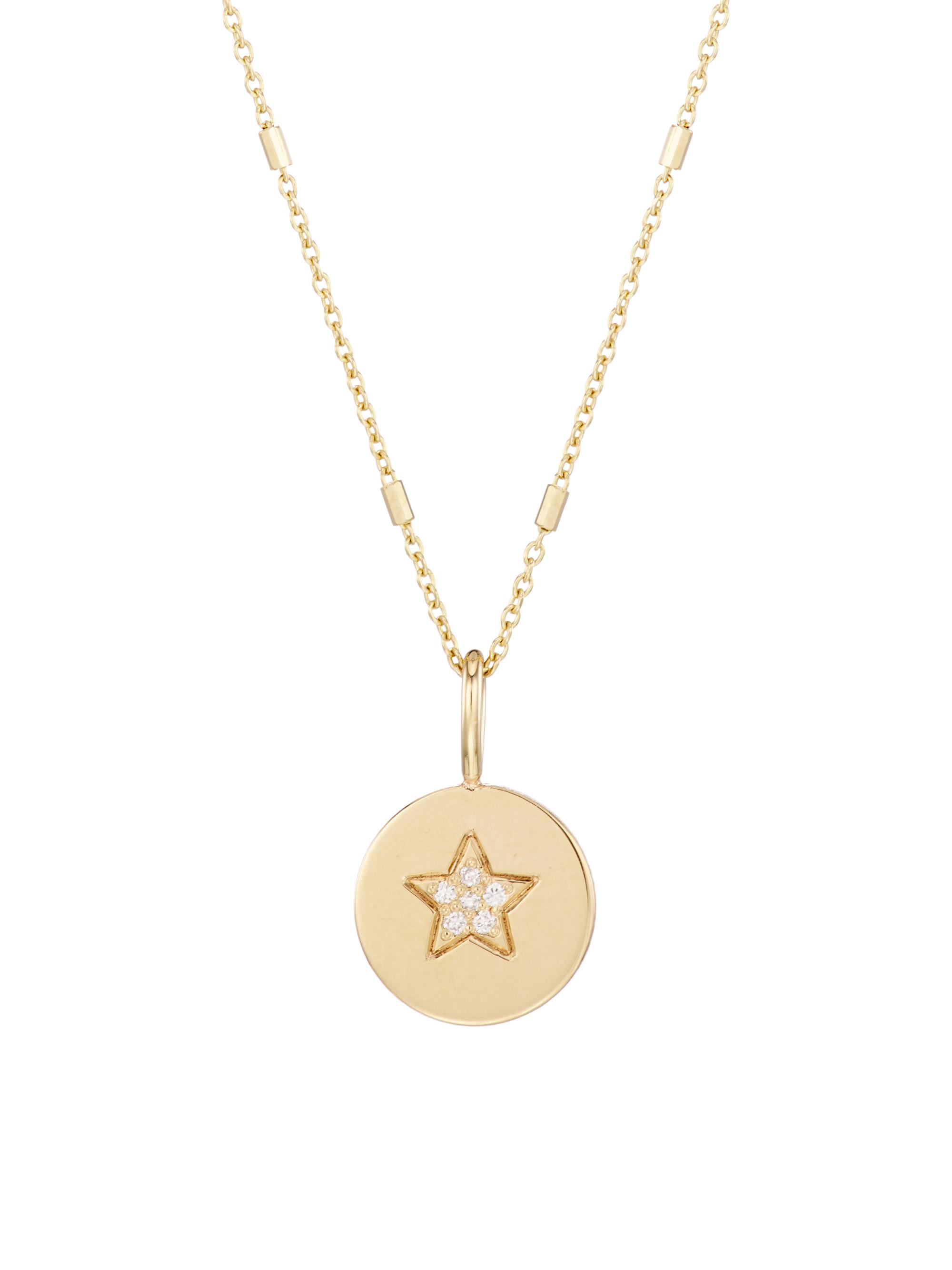 ZOE CHICCO Women's Midi Bitty Symbols 14K Yellow Gold & 0.03 TCW Diamond Star Pendant Necklace - Yellow Gold