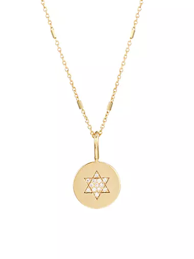 Midi Bitty Symbols 14K Yellow Gold & Diamond Star Of David Pendant Necklace