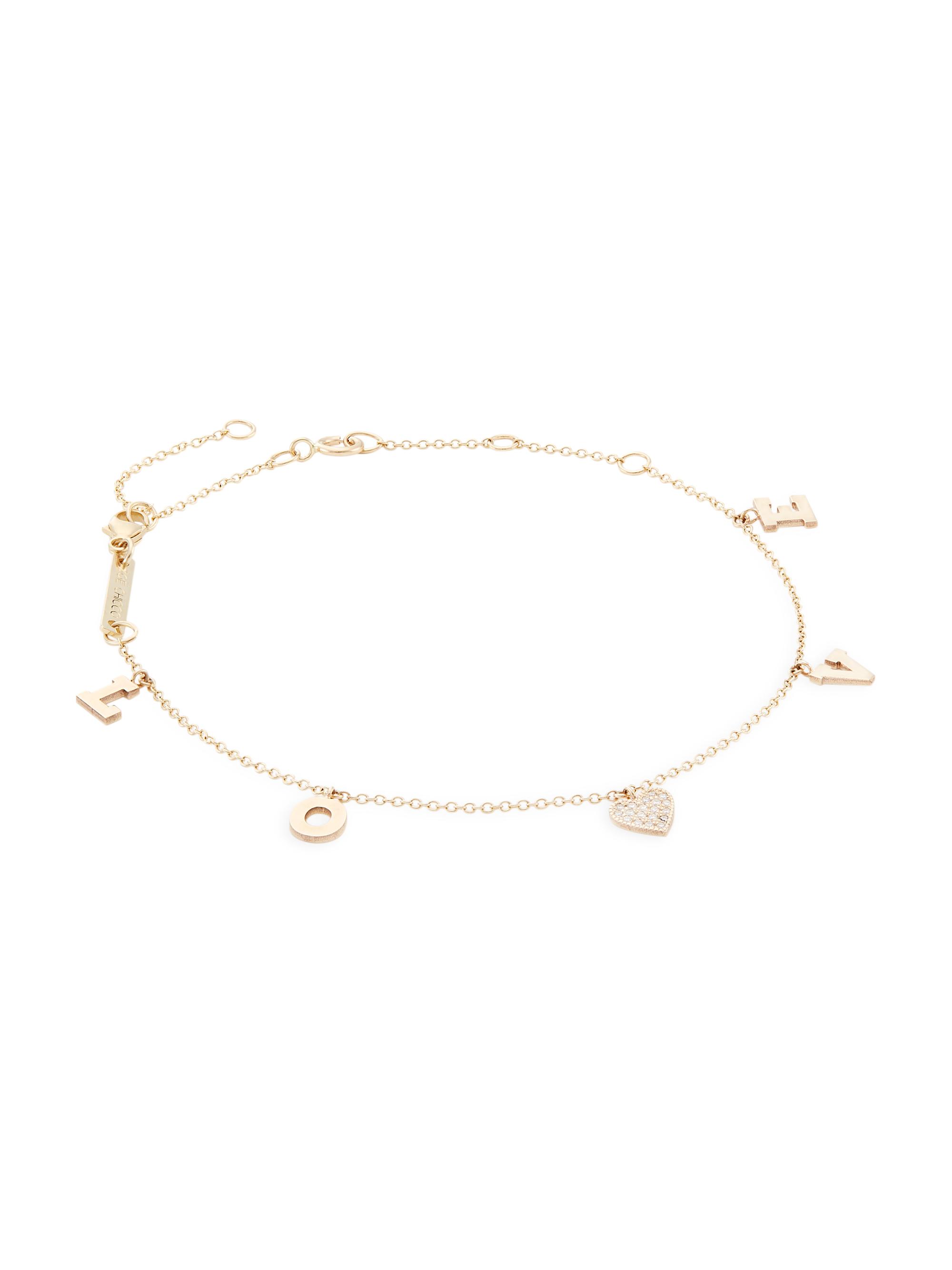 Zoë Chicco Women's Personalized 14K Gold & Diamond Love Charm Bracelet - Yellow Gold