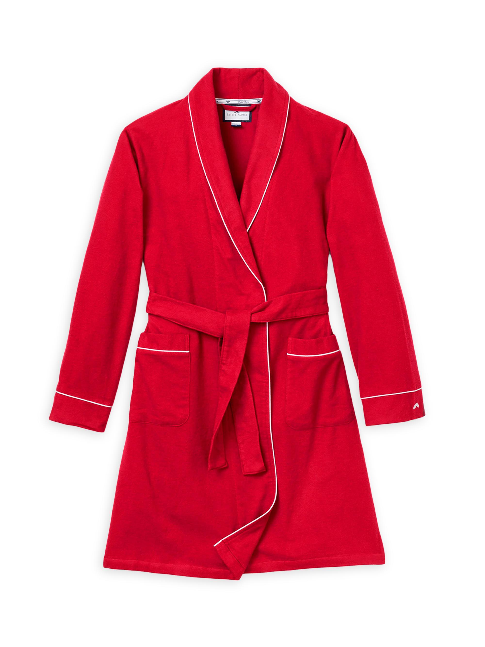 Petite Plume Classic Flannel Robe - Red