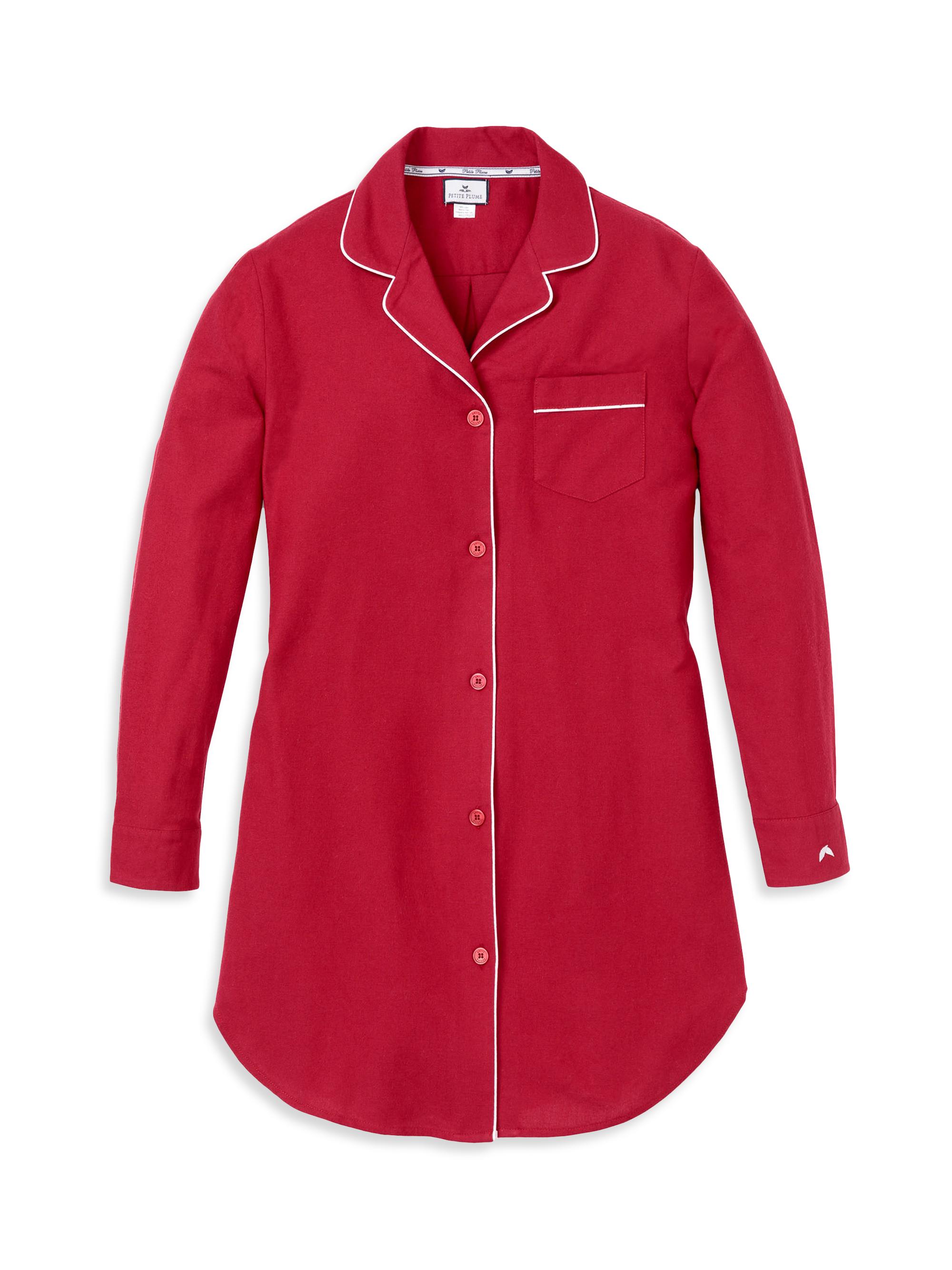 Petite Plume Classic Flannel Nightshirt - Red