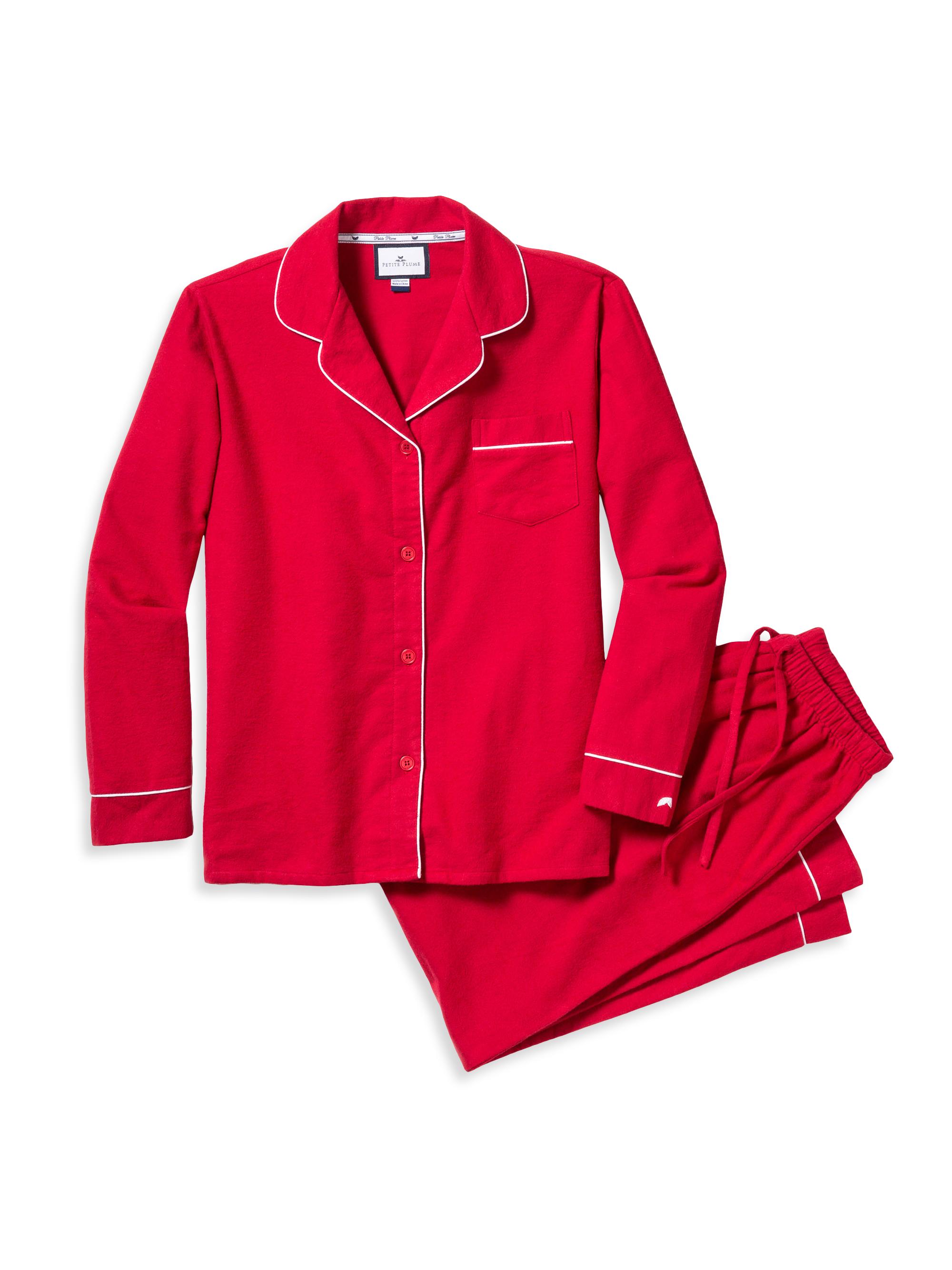 Petite Plume Classic Flannel 2-Piece Pajama Set - Red
