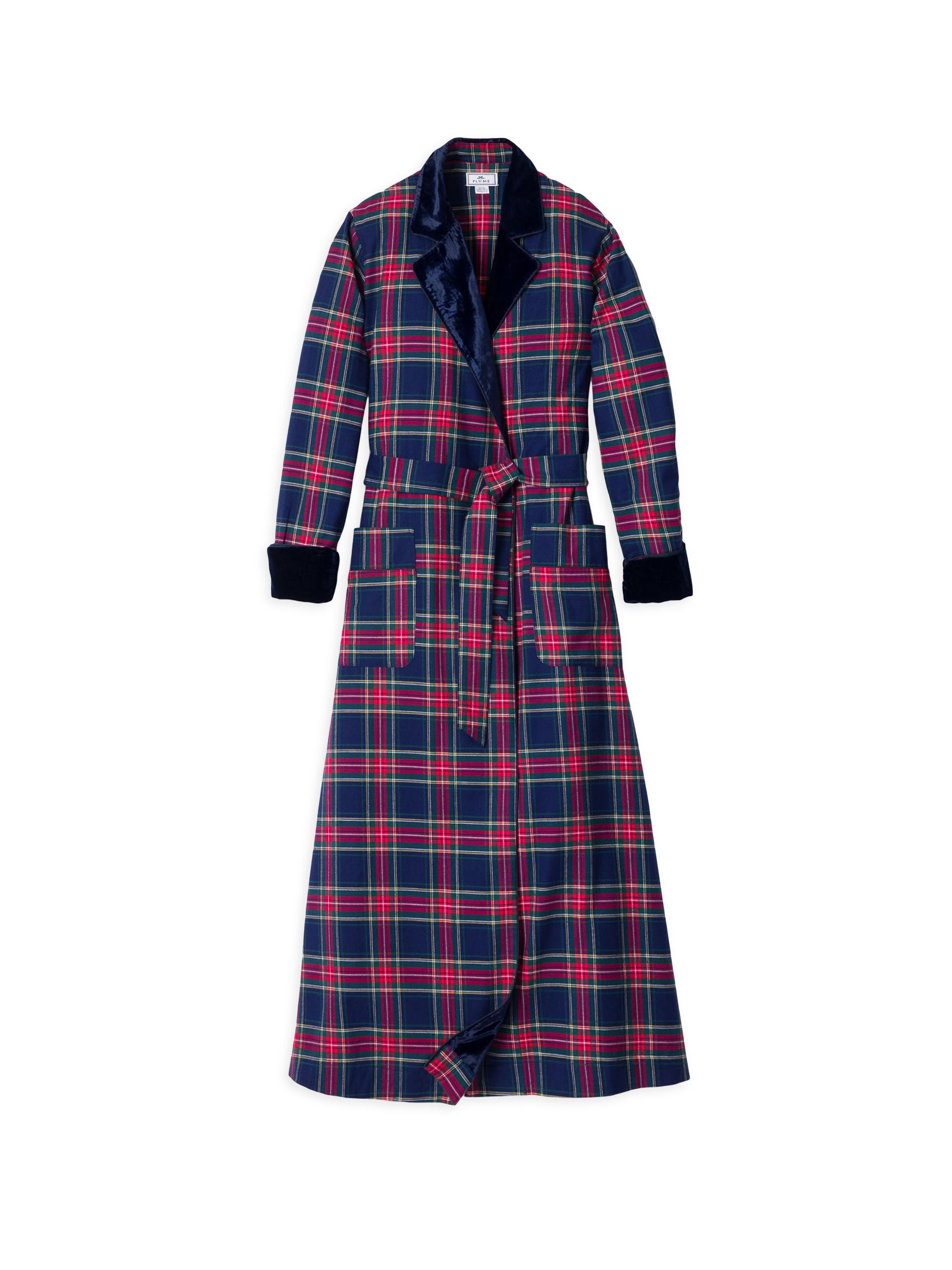 Petite Plume Long Windsor Tartan Robe - Navy