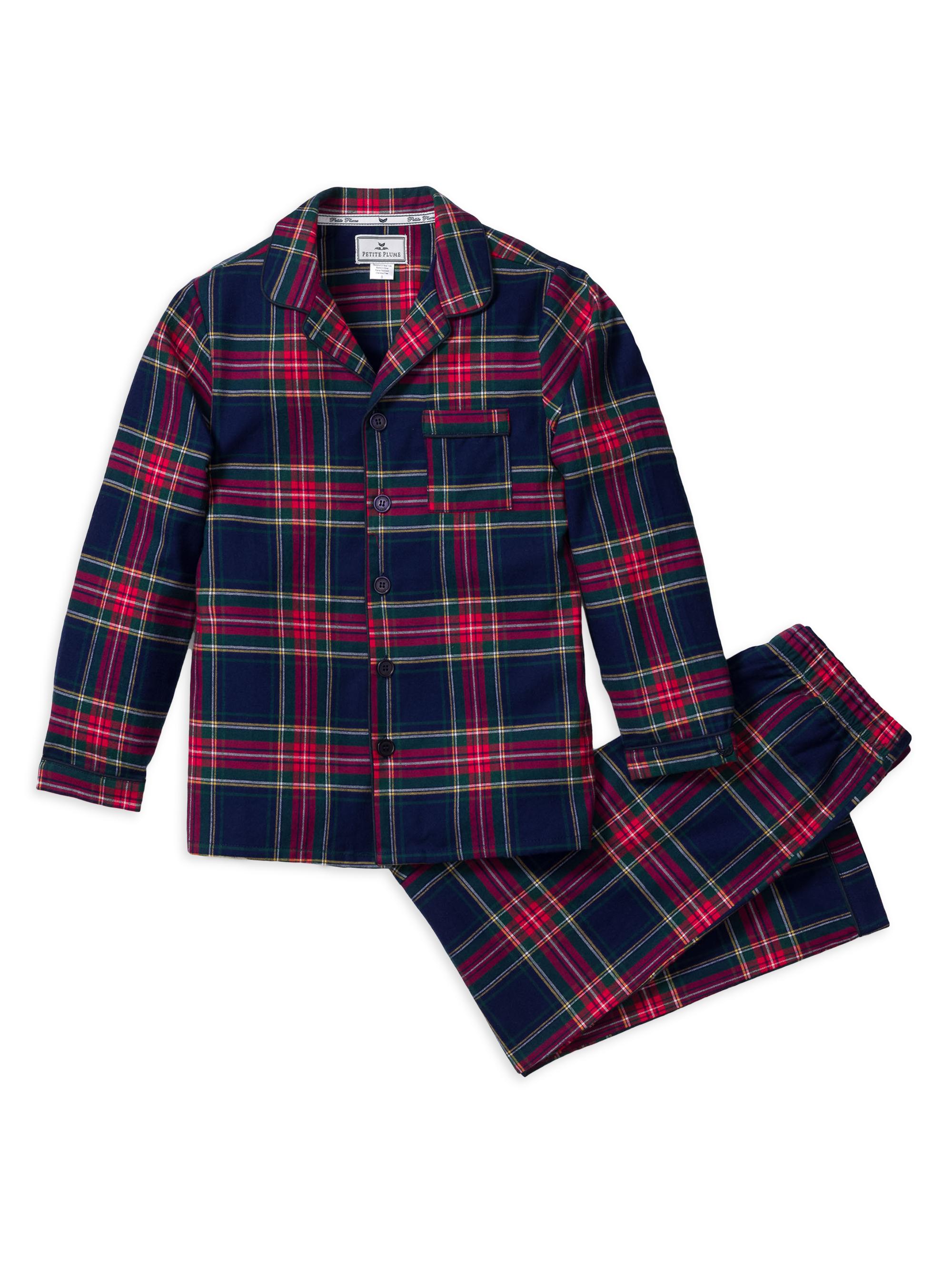 Petite Plume Women's Windsor Tartan 2-Piece Pajama Set - Navy