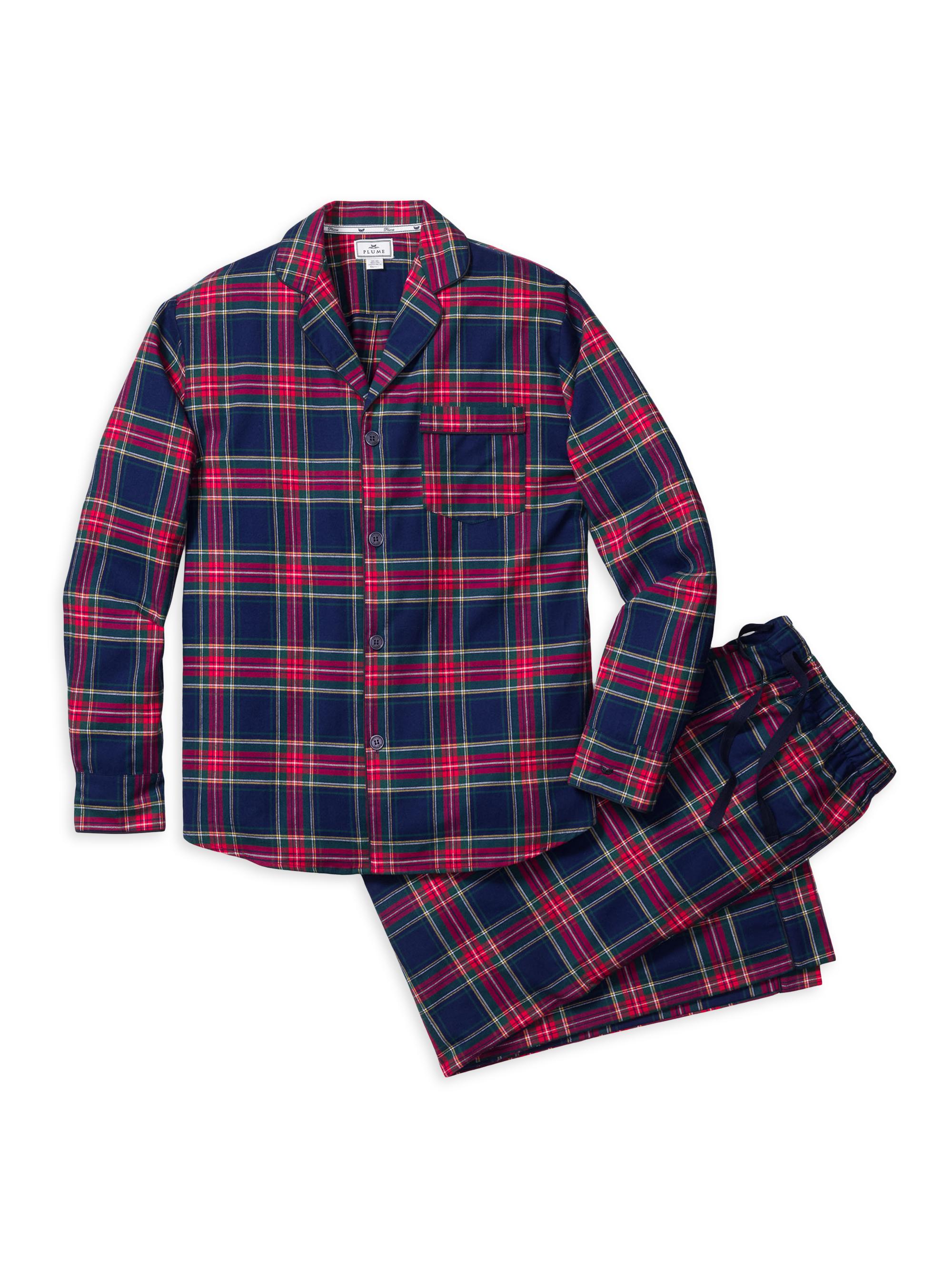 Petite Plume Windsor Tartan 2-Piece Pajama Set - Navy