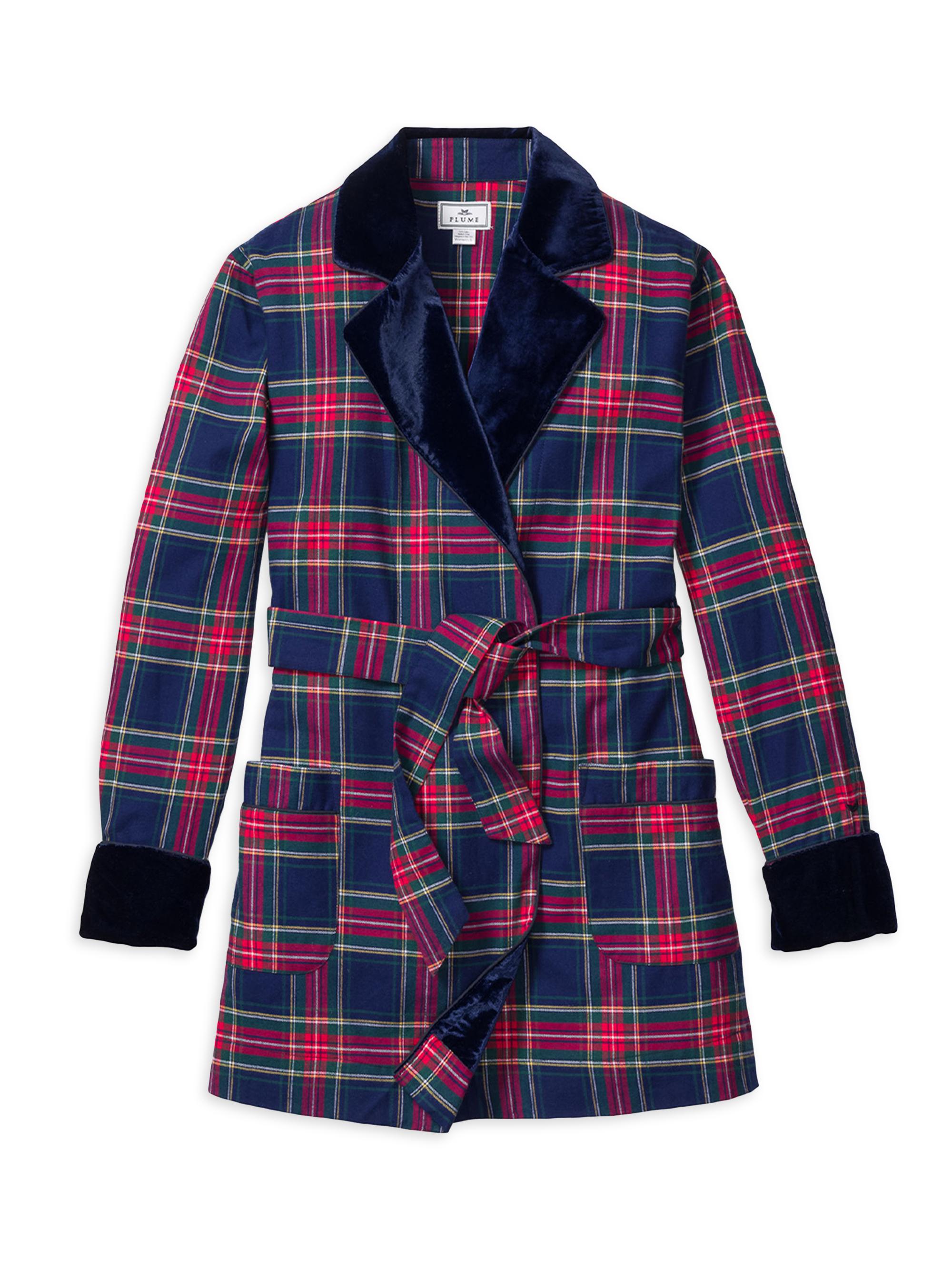 Petite Plume Women's Windsor Tartan Car Coat - Navy