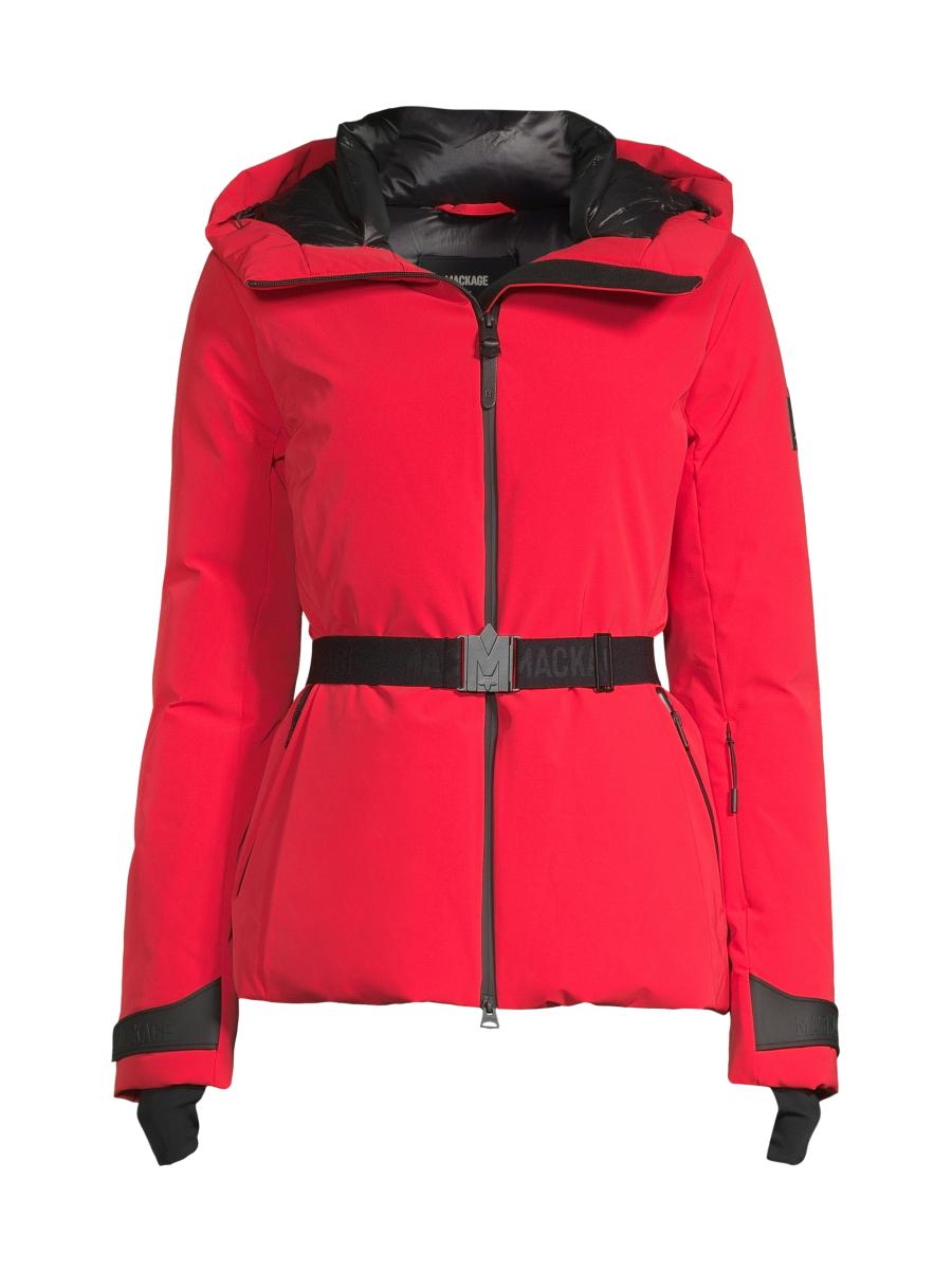 MACKAGE KRYSTAL-NFスキージャケット Krystal, Agile-360 belted down ski jacket with hood for