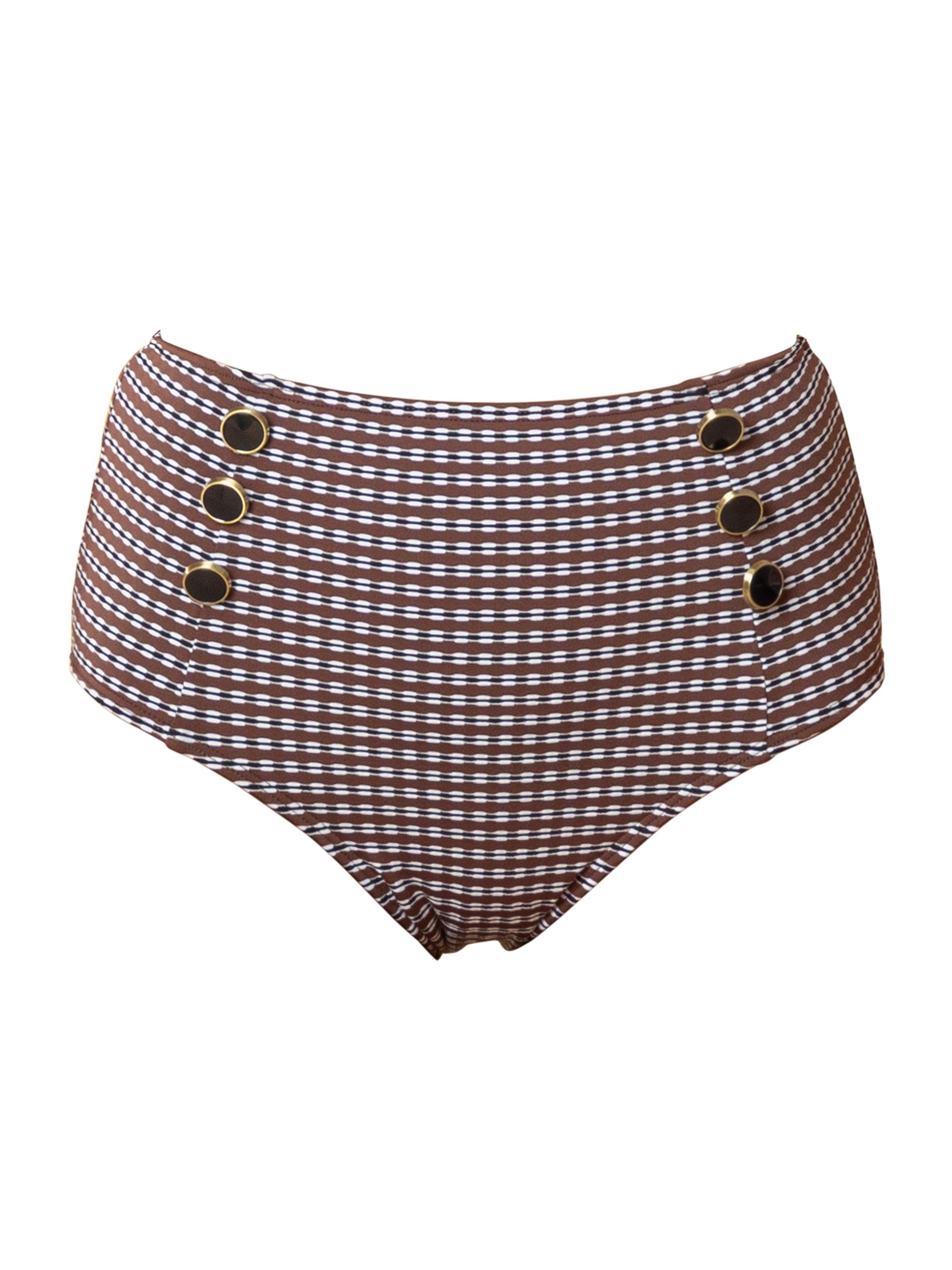 Shoshanna Women's High-Waisted Bikini Bottom - Mocha Multi