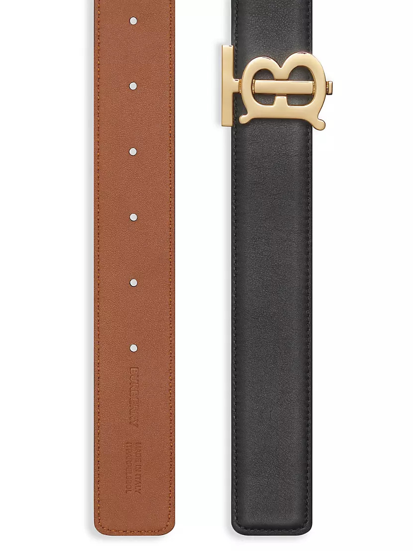 Reversible Monogram Motif Leather Belt in Malt Brown/black - Women