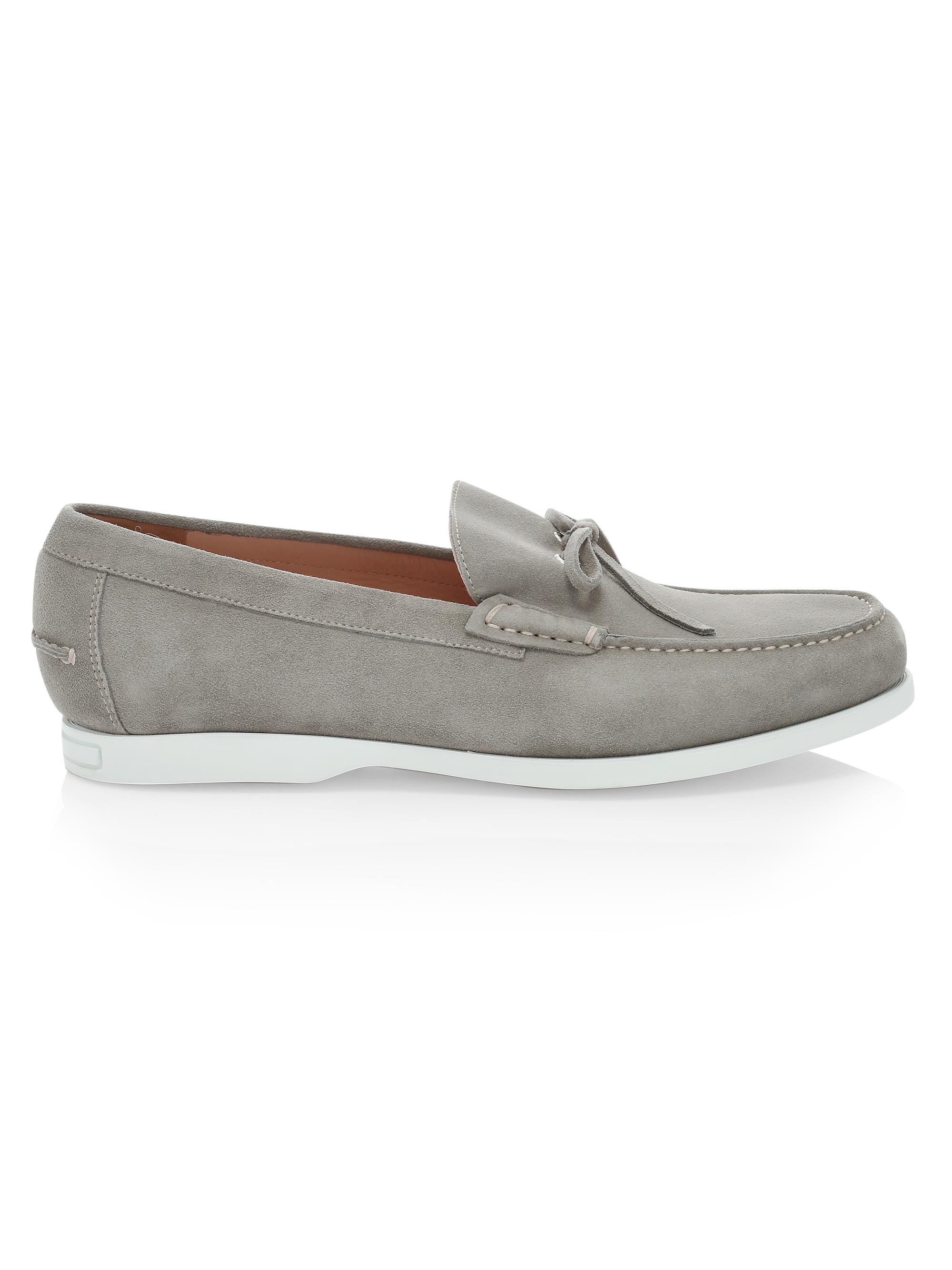 Saks Fifth Avenue Men's COLLECTION Suede Boat Shoes - Titanium Oyster Mushroom