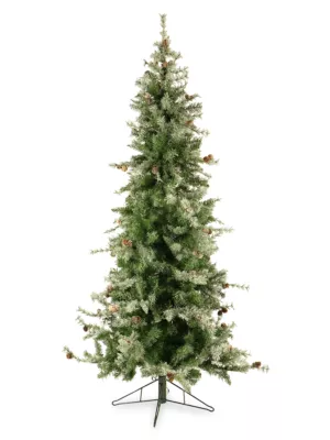 Photo 1 of 7.5-Foot Buffalo Fir Slim Artificial Christmas Tree with LED String Lighting