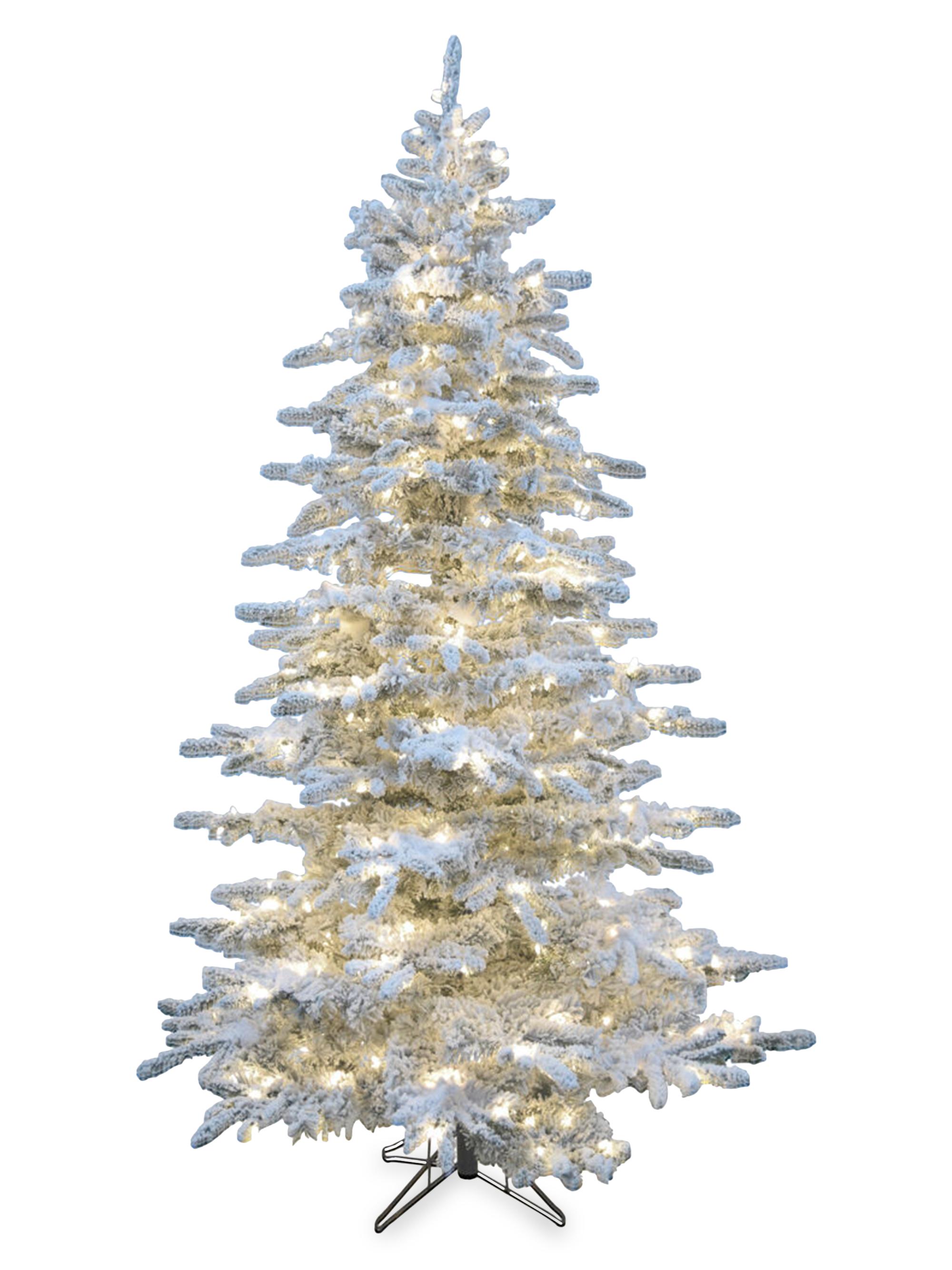 Silverado Pine White Flocked Slim Christmas Tree Warm