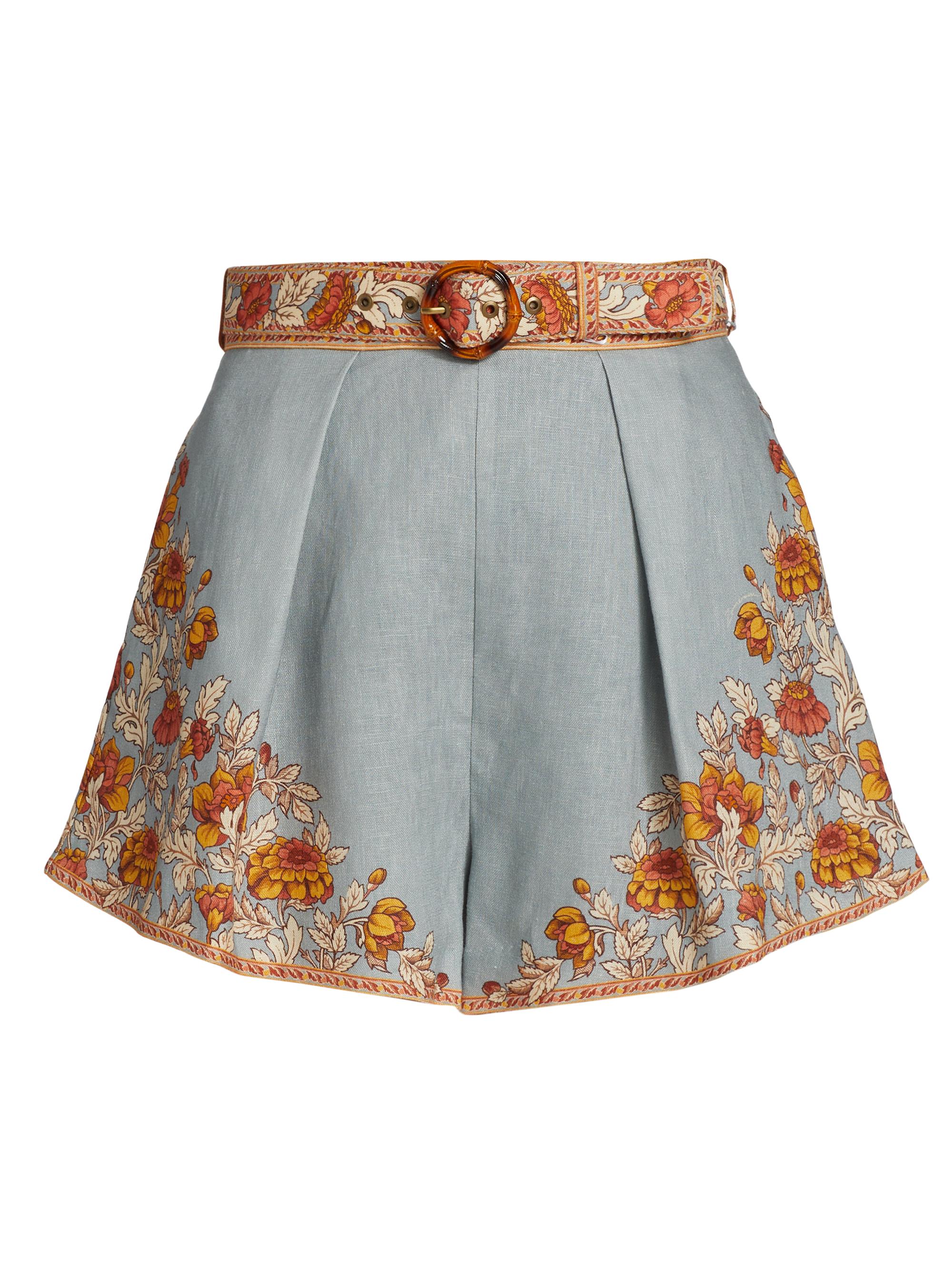 Zimmermann Women's Andie Tuck Shorts - Dusty Blue Floral
