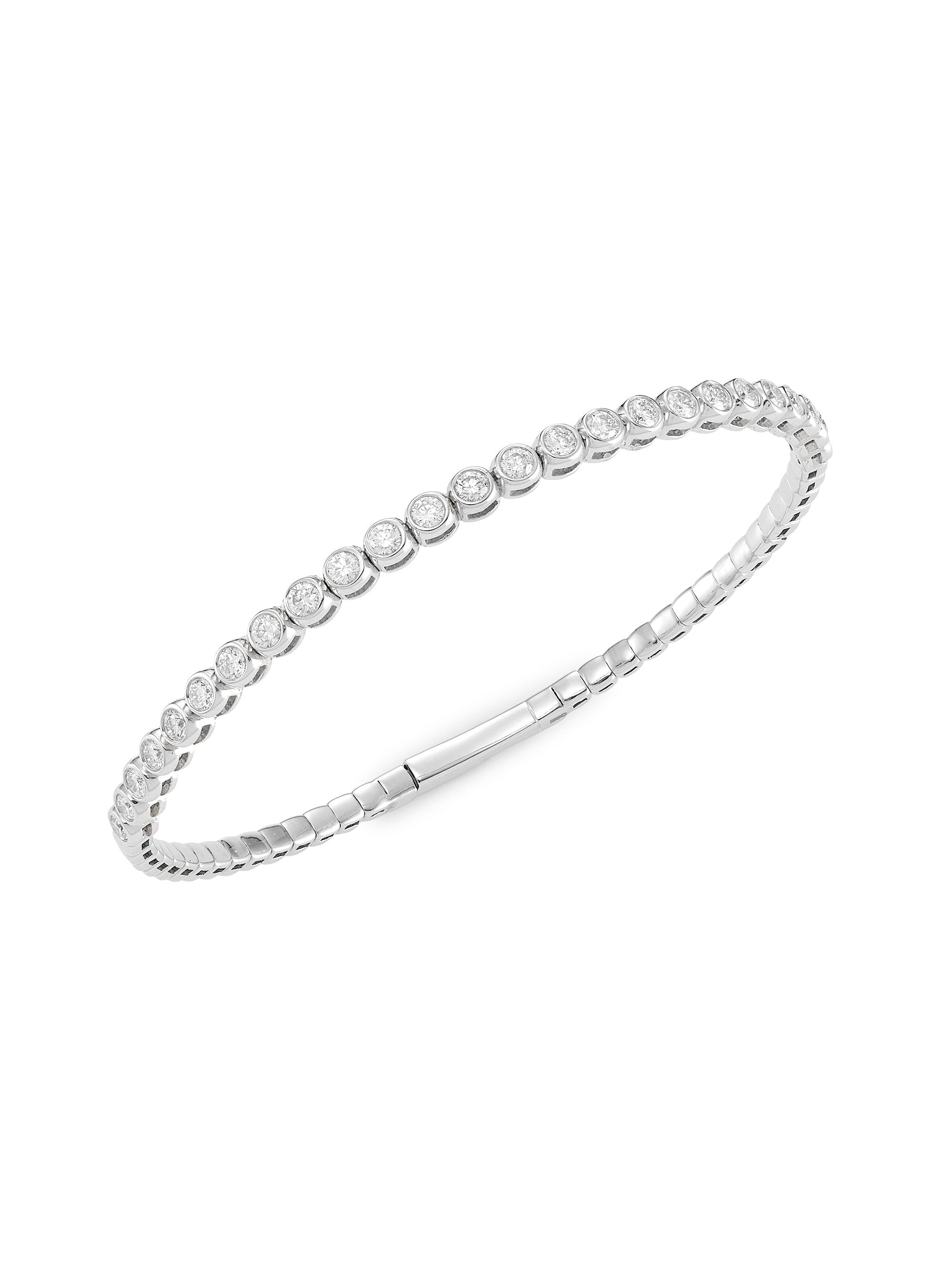 Saks Fifth Avenue Collection Women's 14K White Gold Bezel-Set 1.25 TCW Diamond Flexible Bangle Bracelet - White Gold