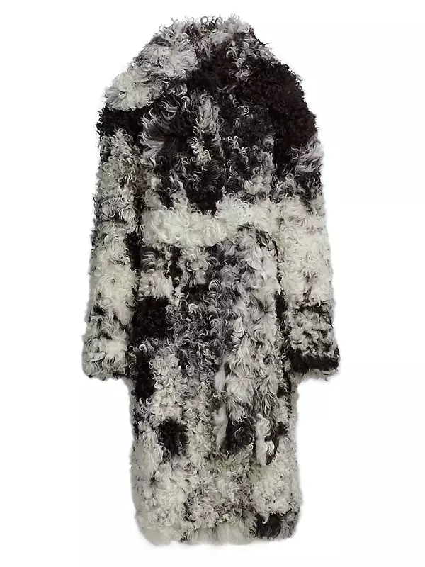 Speckled Curly Shearling Coat