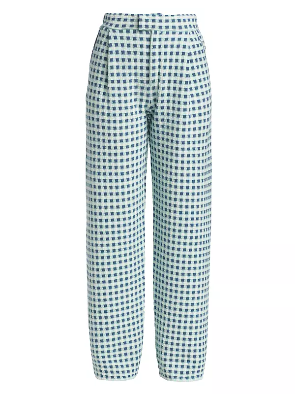 Pleated Gingham Pants