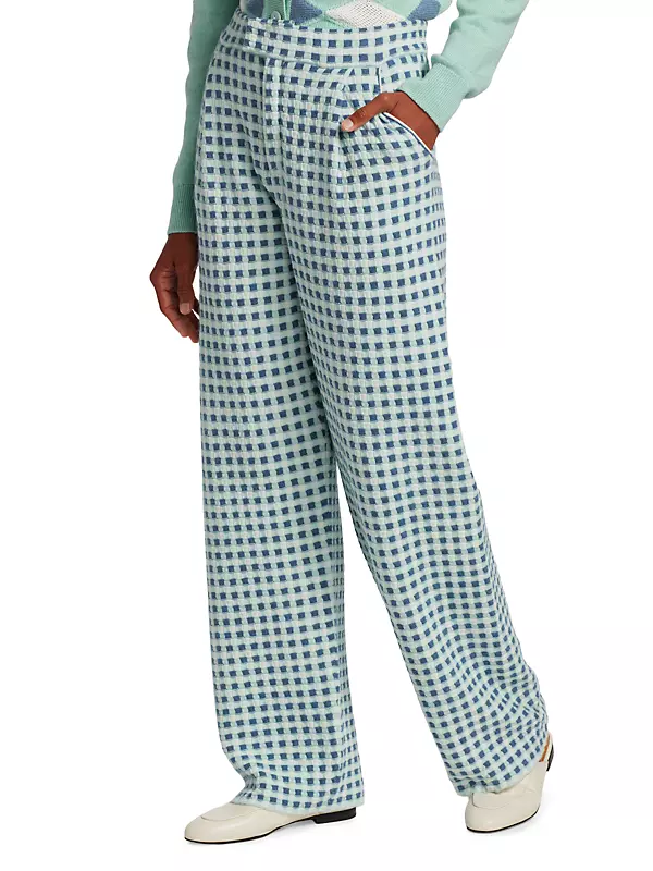 Pleated Gingham Pants
