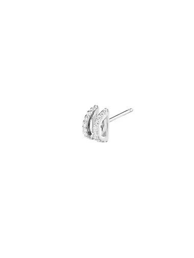 TPLT 18K White Gold & Diamond Double-Half-Circle Stud Earring