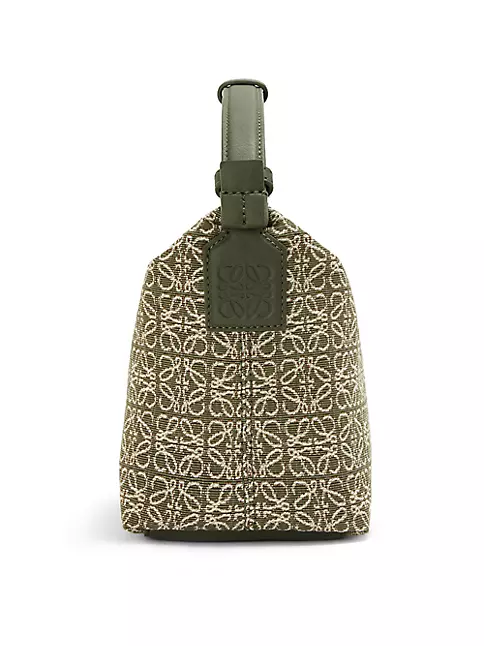 Shop LOEWE Small Cubi Anagram Jacquard & Calfskin Shoulder Bag