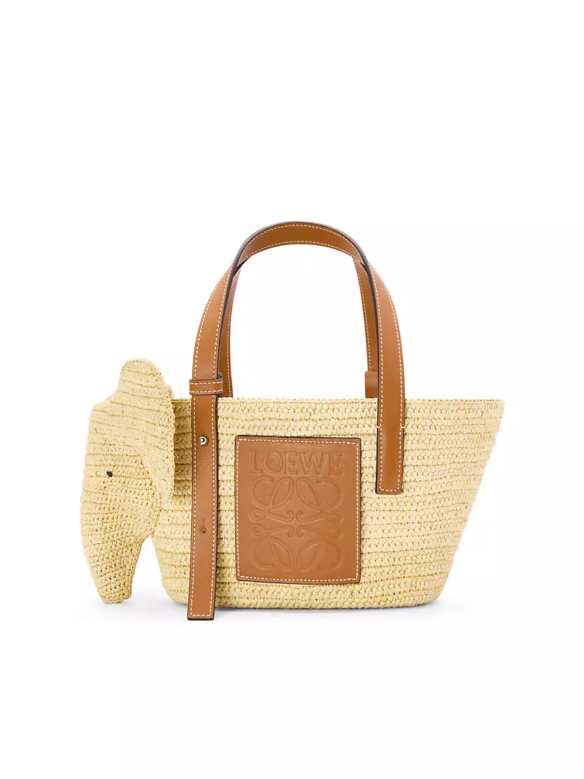 LOEWE Small sand raffia basket bag