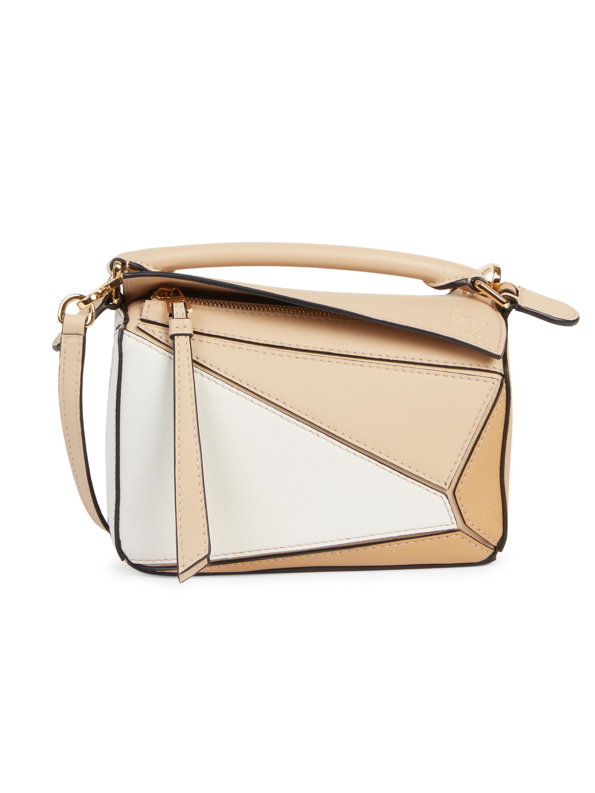 LOEWE Women's Mini Puzzle Leather Bag - Dusty Beige Soft White