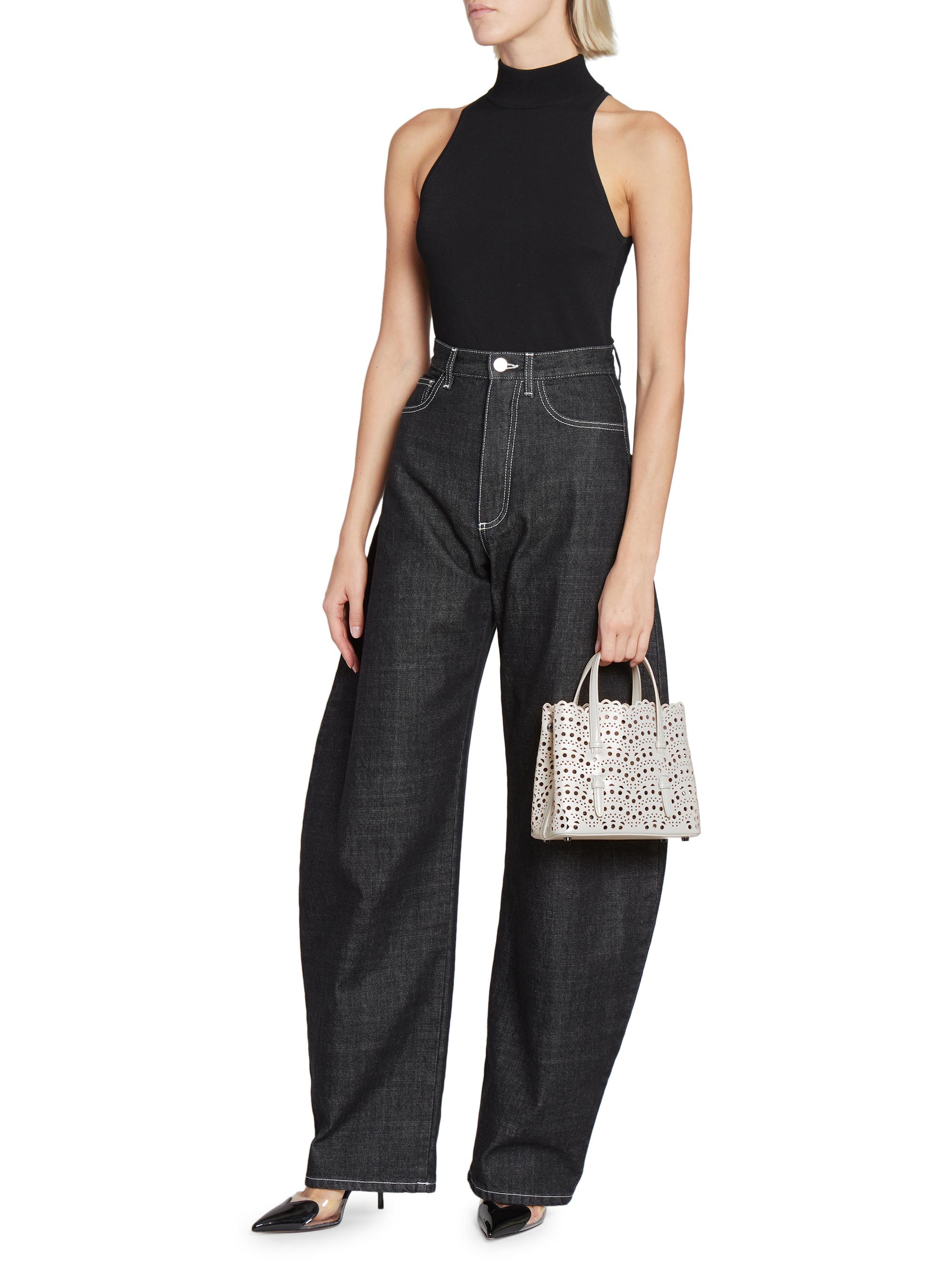小物 Mina Alaïa Mini Mina Perforated Leather Top Handle Bag | Saks Fifth Avenue