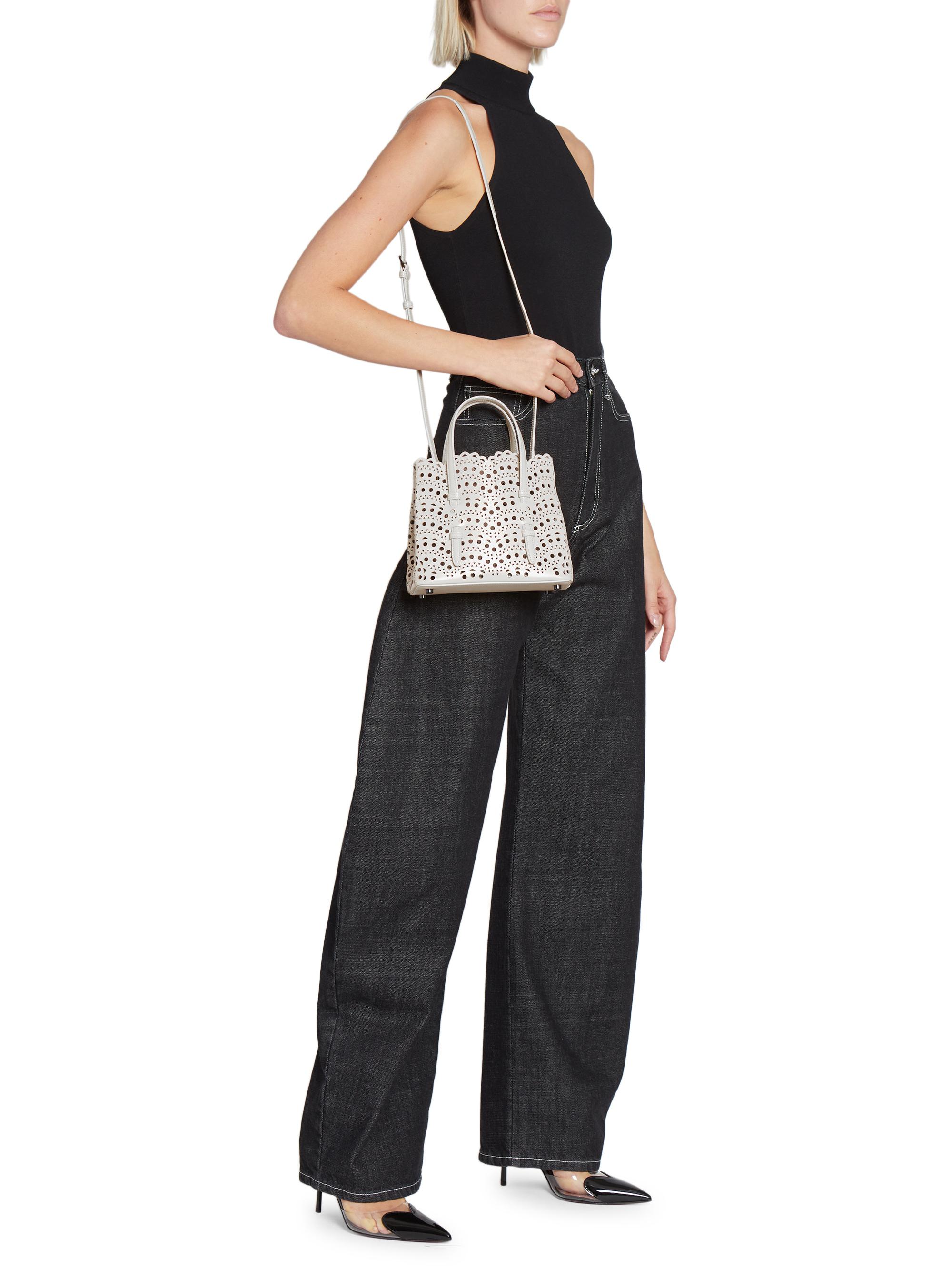 Alaïa Mini Mina Perforated Leather Top Handle Bag | Saks Fifth Avenue