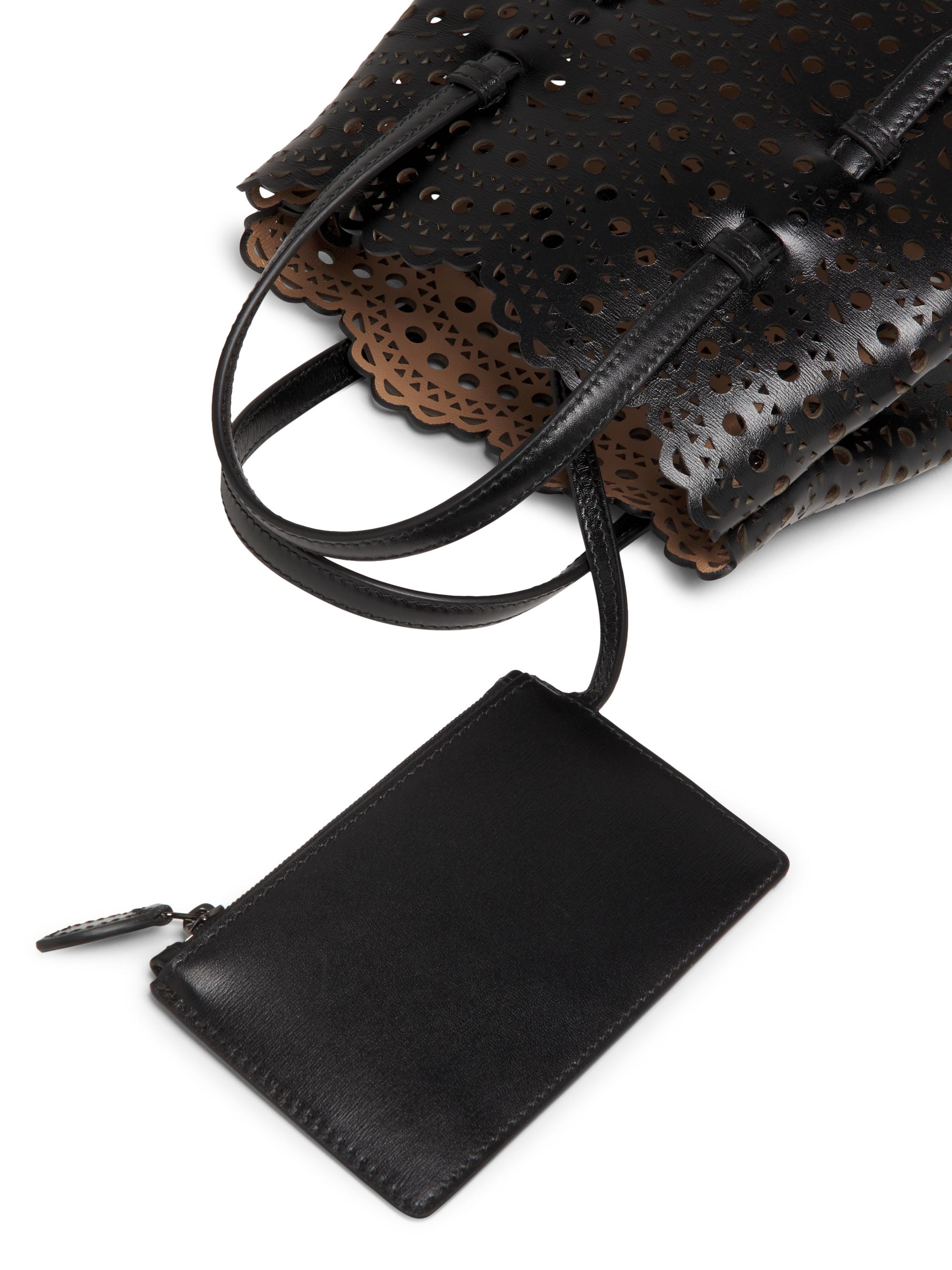minaa Alaïa Mini Mina Perforated Leather Top Handle Bag | Saks Fifth Avenue